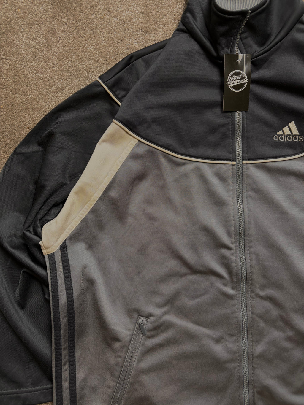 Vintage Adidas Black Grey Track Jacket Size L