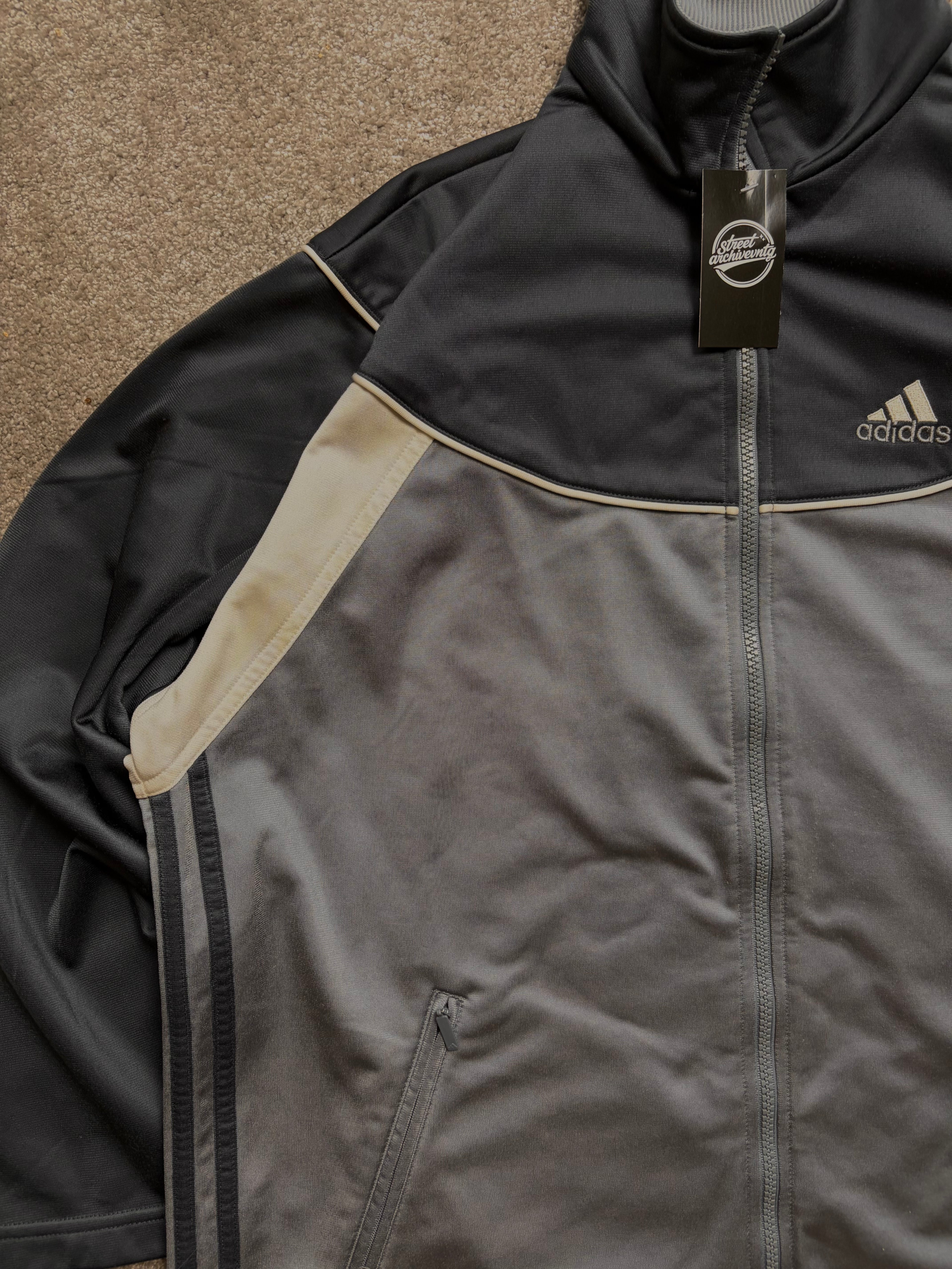 Vintage Adidas Black Grey Track Jacket Size L