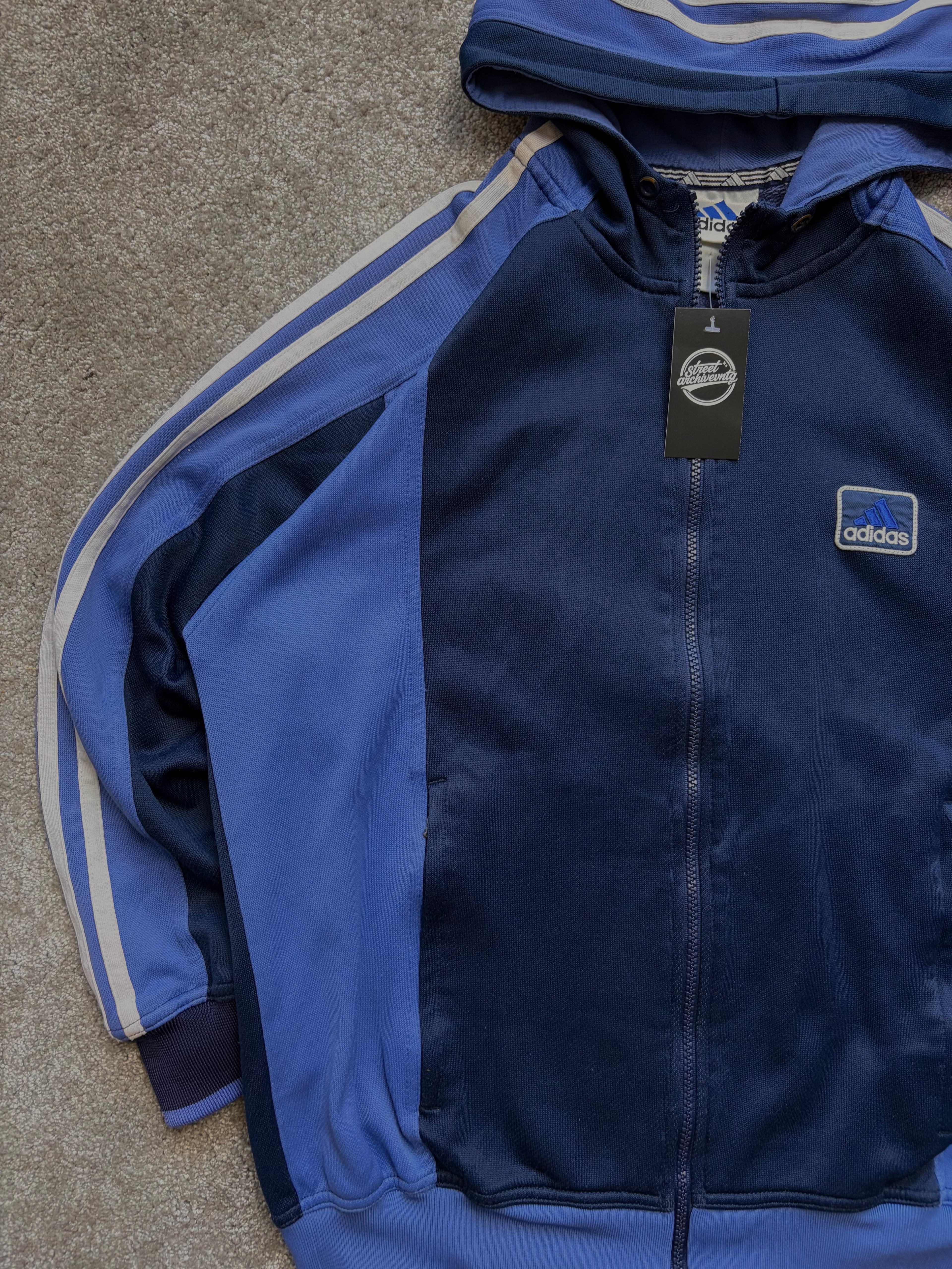 Adidas Track Jacket Vintage con Capucha Azul Size S