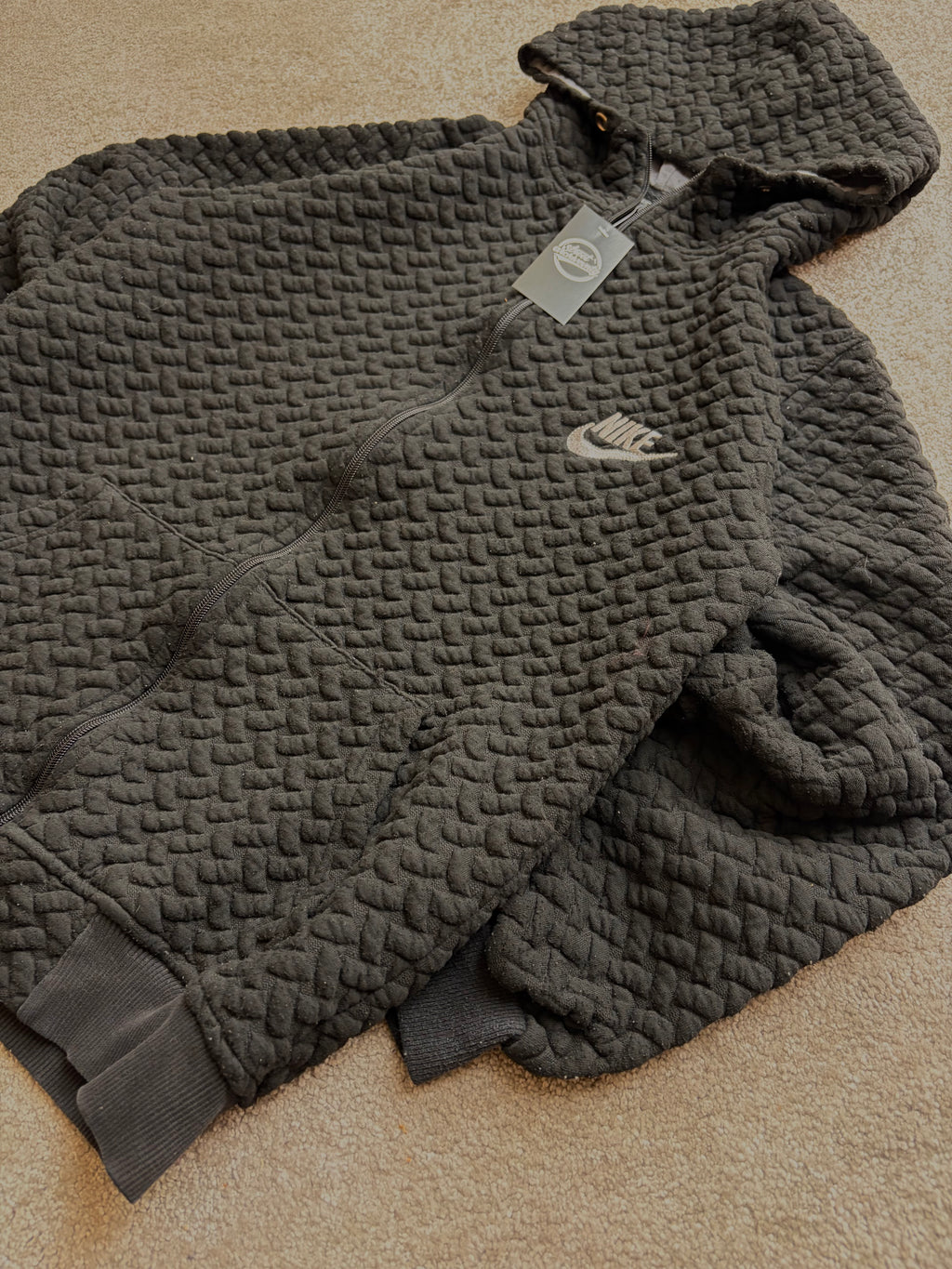 Nike Vintage Textured Hoodie Black Size S