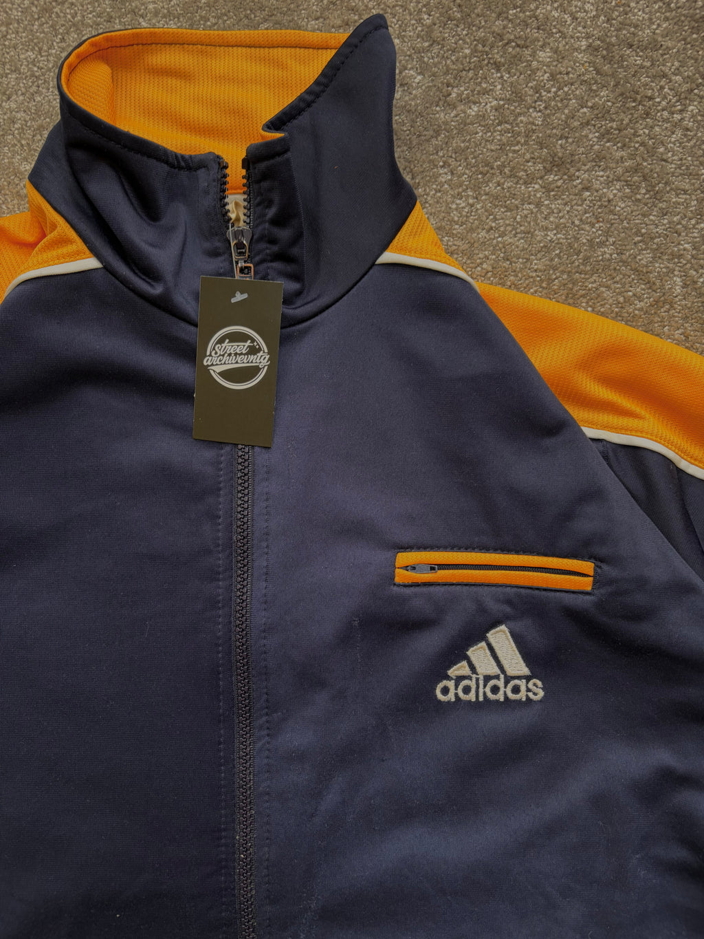 Adidas Vintage Track Jacket Navy Yellow Panel Size M-L