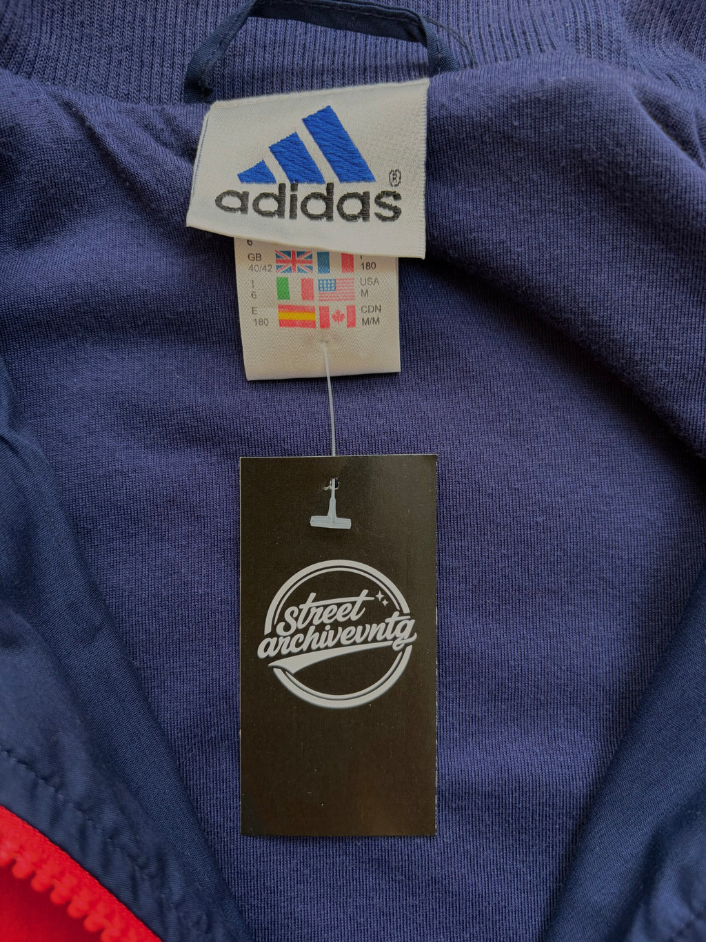 Adidas Vintage Track Jacket Red Navy Panels Size M-L
