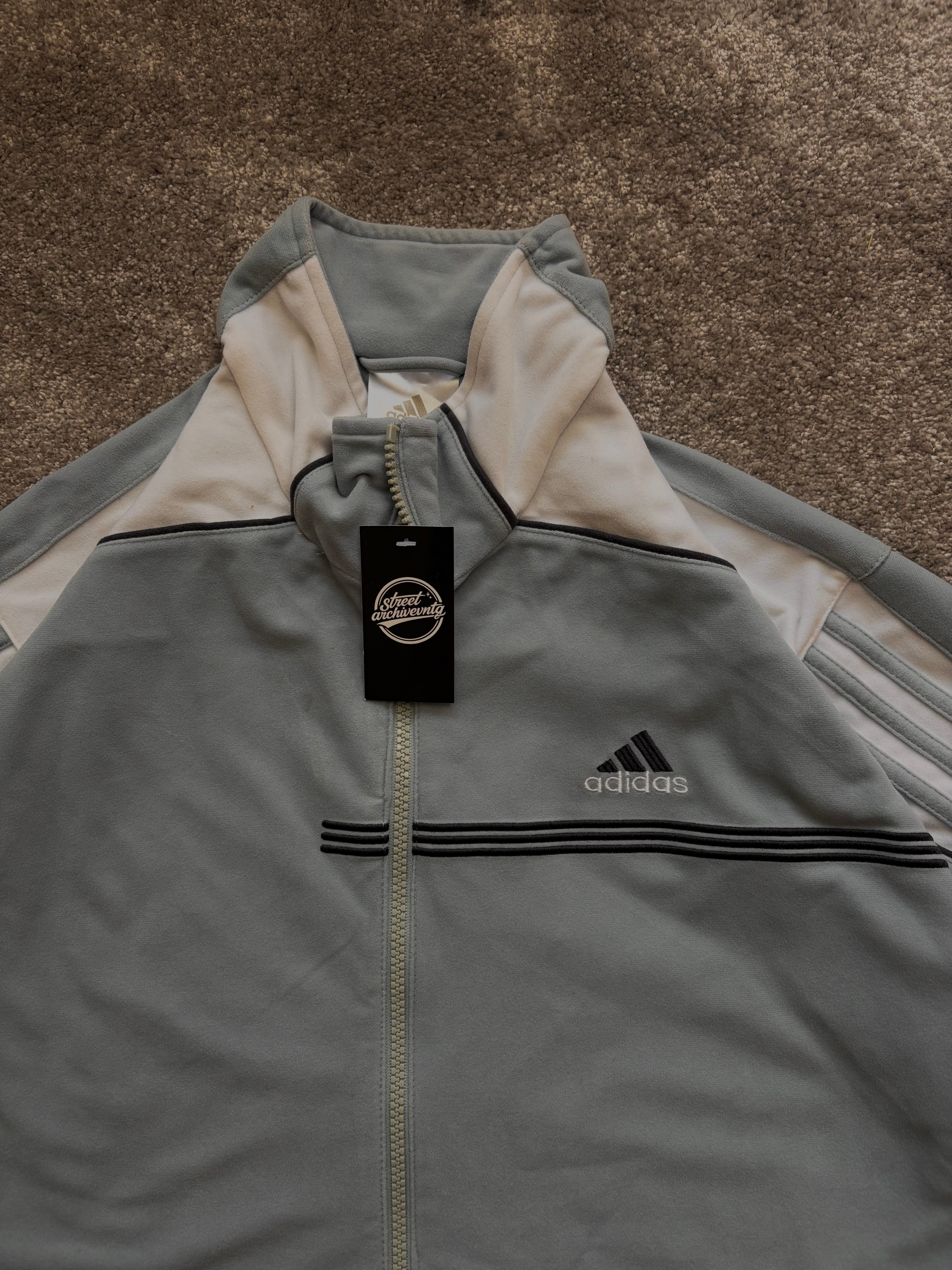 Adidas Vintage Grey-Blue Track Jacket Size L - Stratus