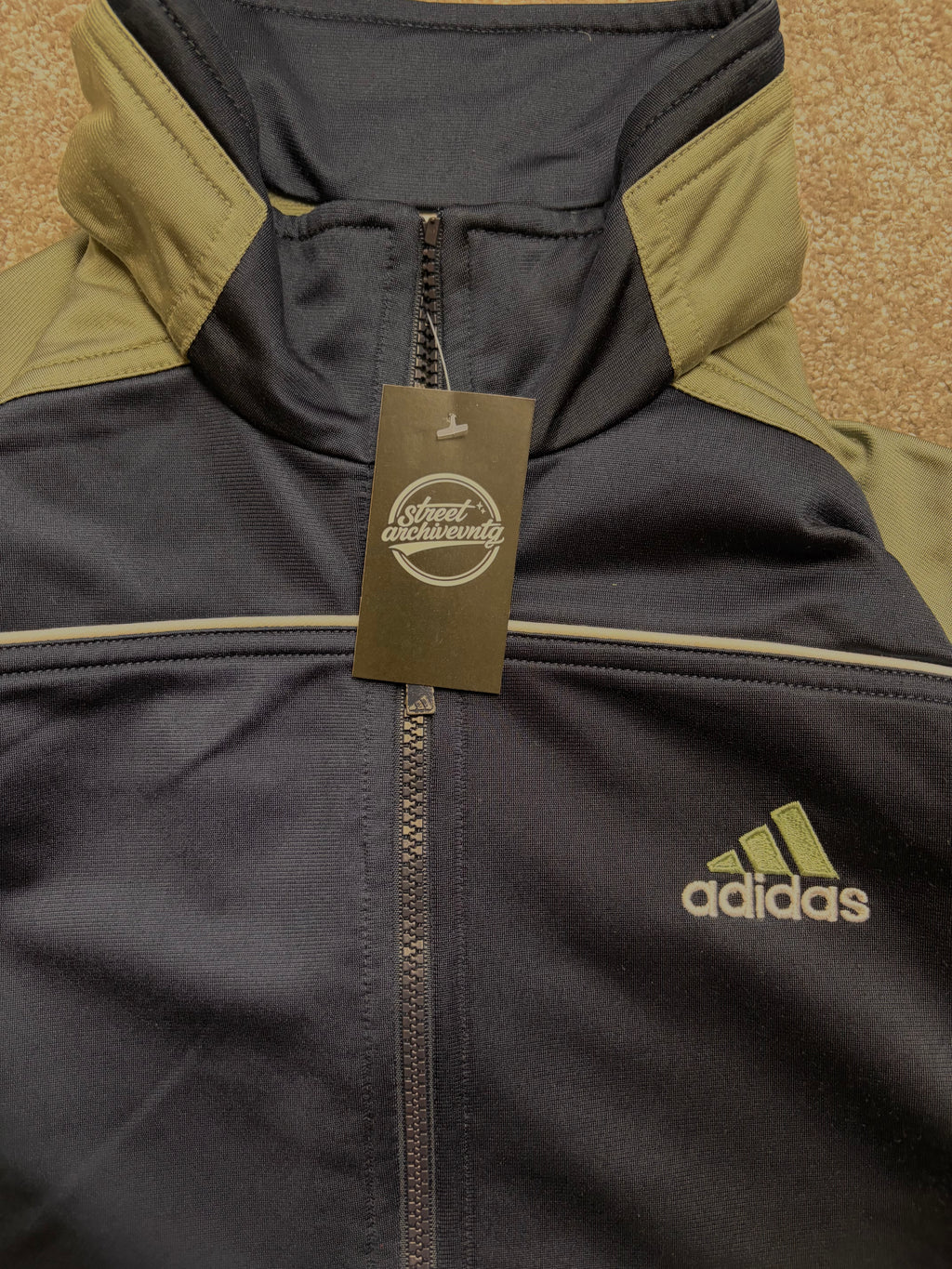 Vintage Adidas Olive Blue Track Jacket Size M