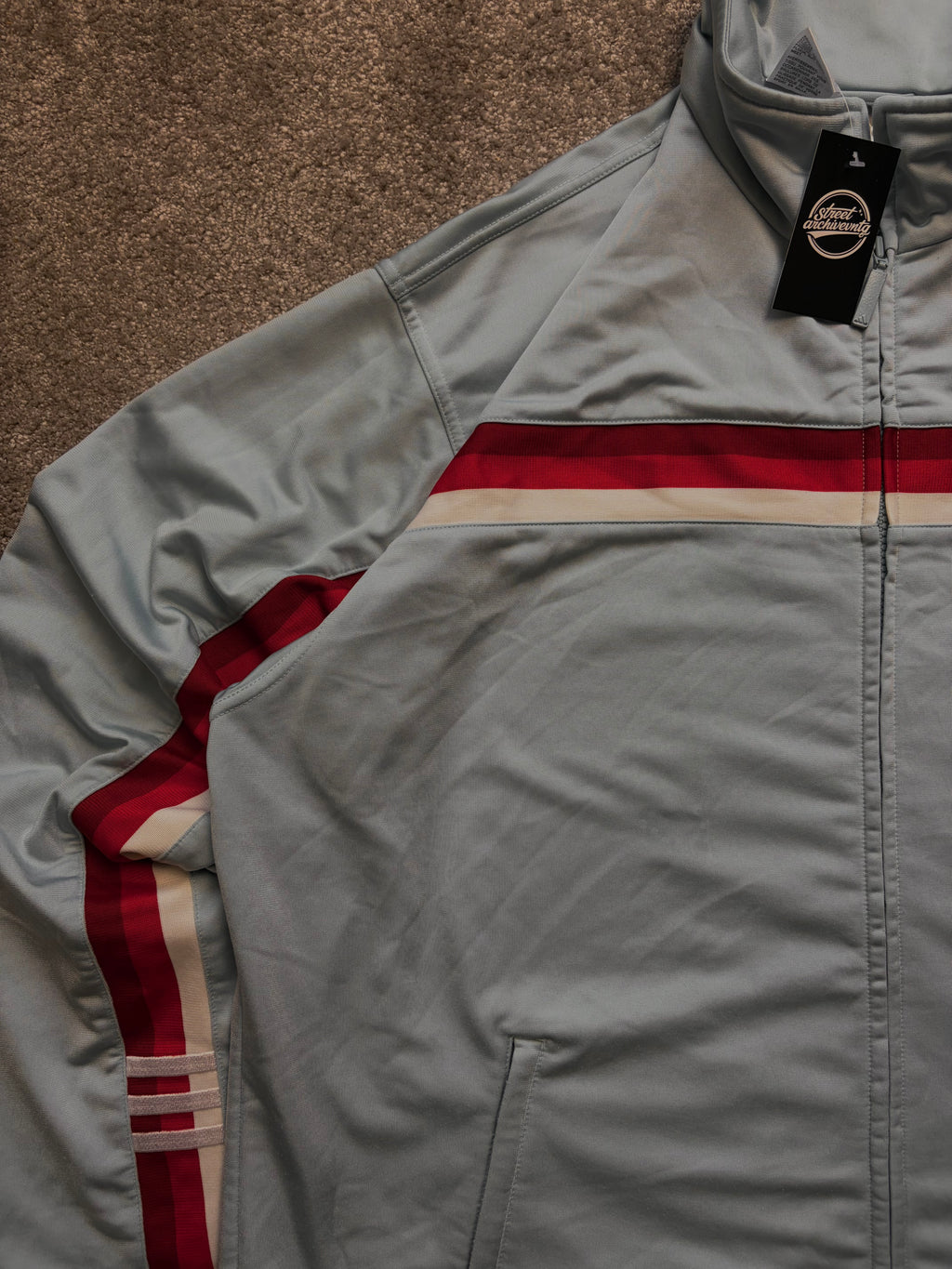 Adidas Track Jacket Vintage Grey/Red Size L