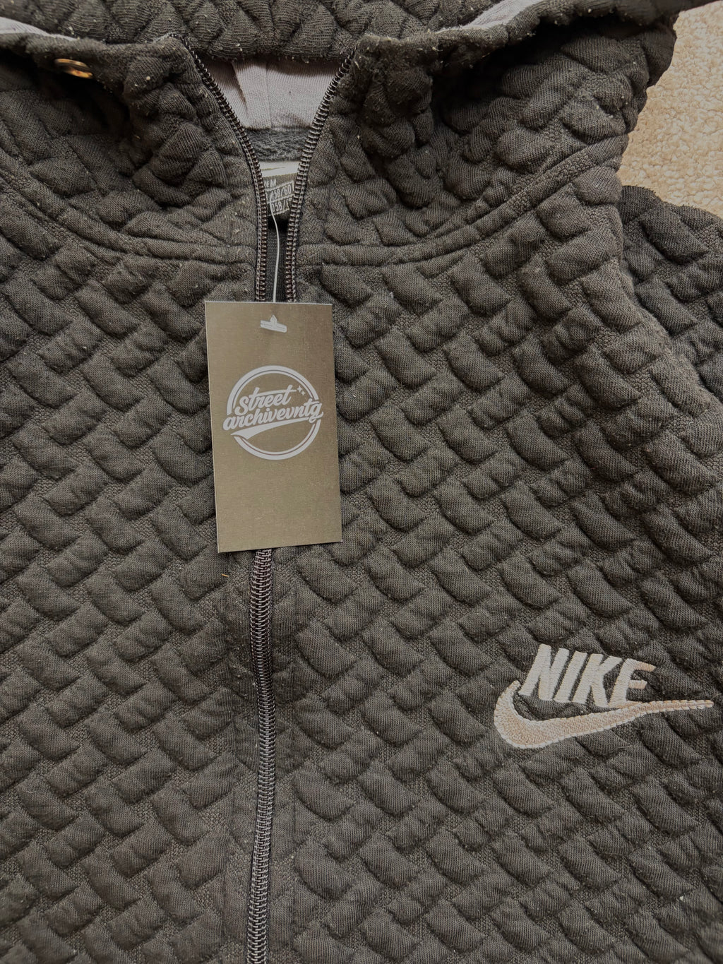 Nike Vintage Textured Hoodie Black Size S