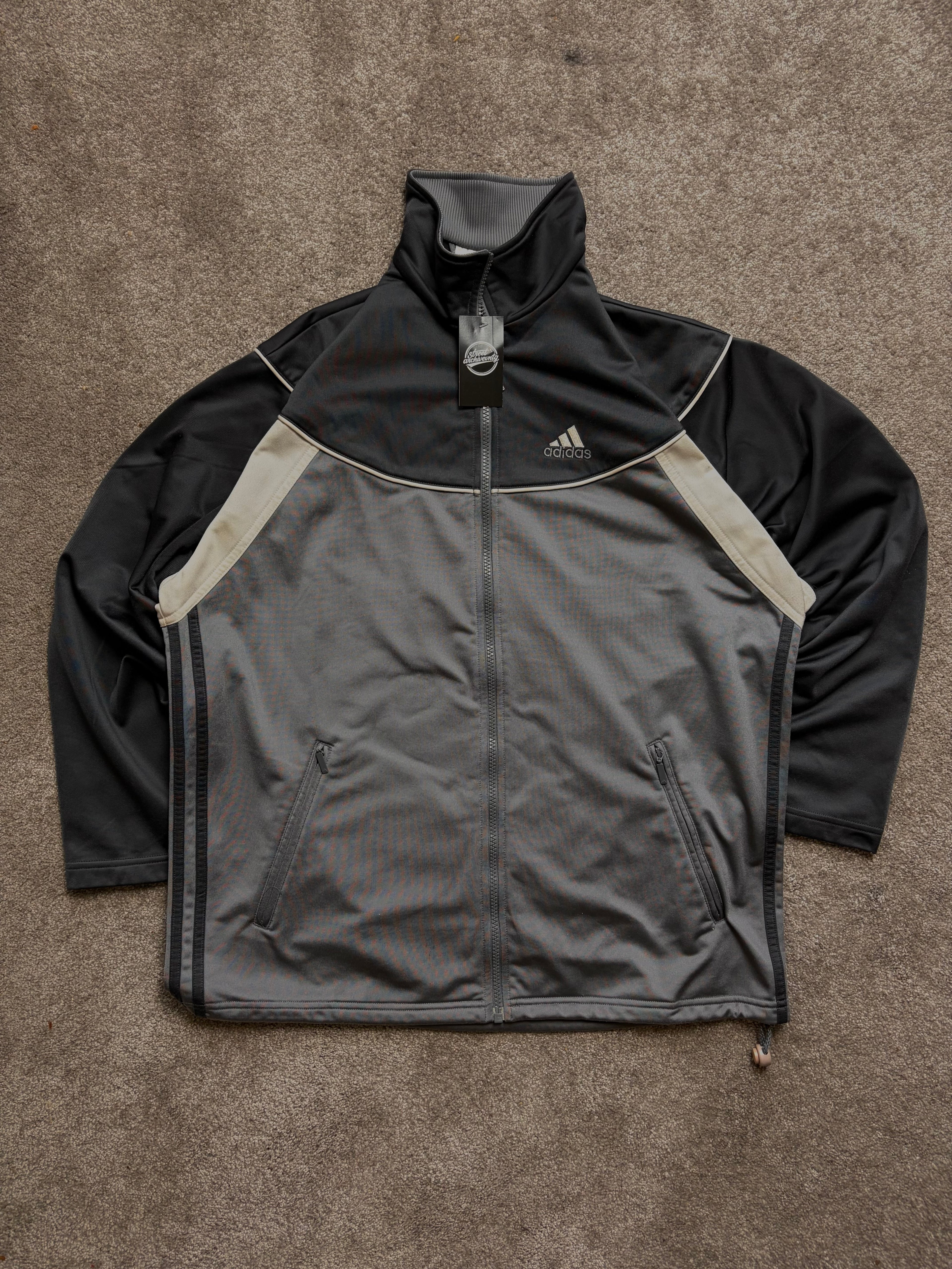 Vintage Adidas Black Grey Track Jacket Size L