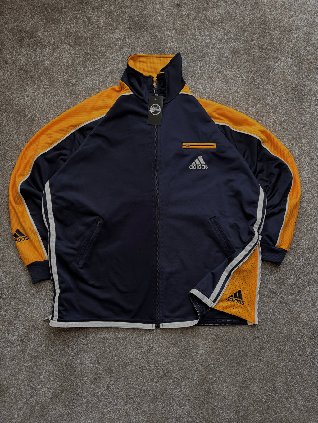 Adidas Vintage Track Jacket Navy Yellow Panel Size M-L