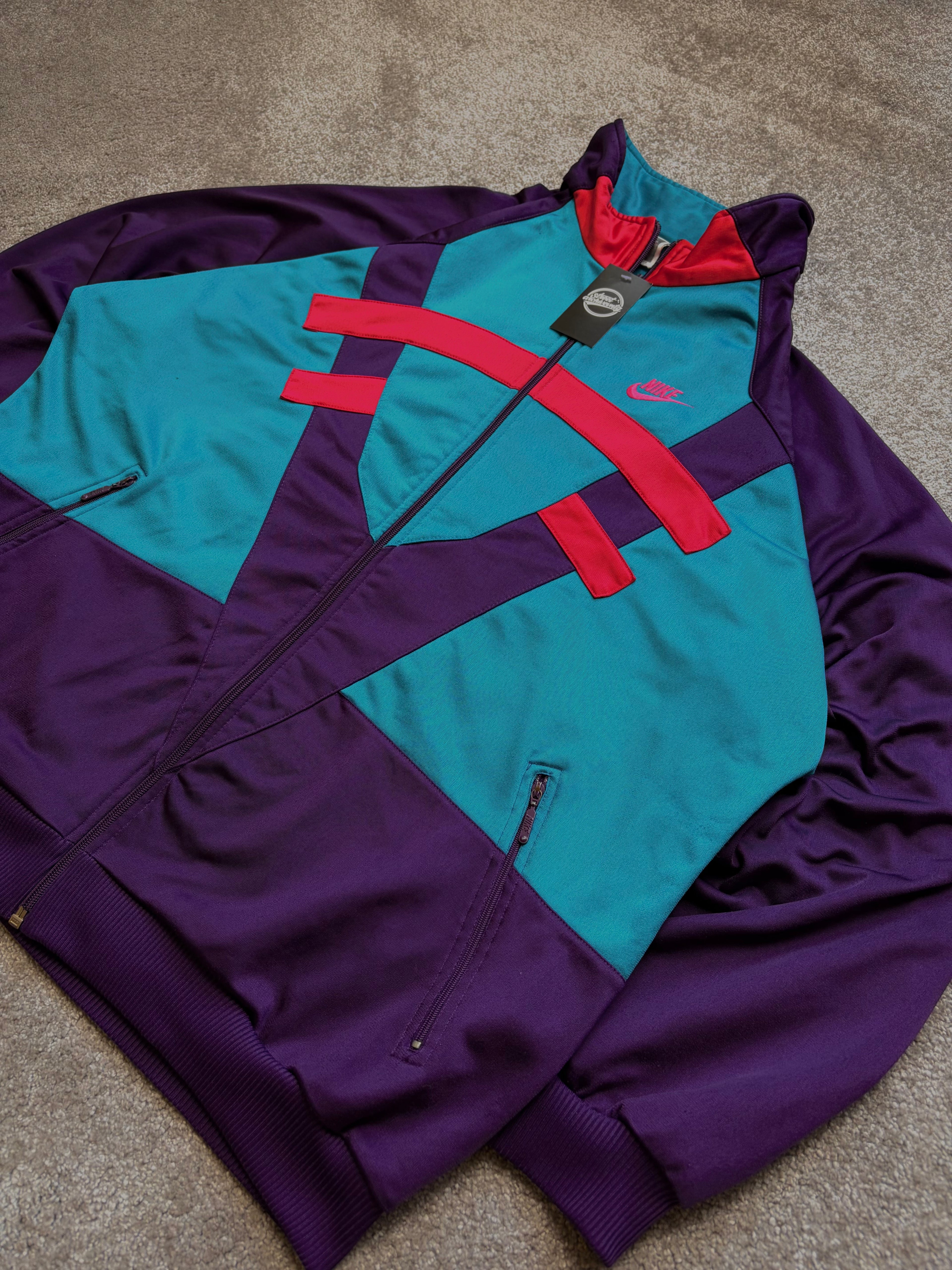 Nike Track Jacket Vintage Colorblock 90s Size L