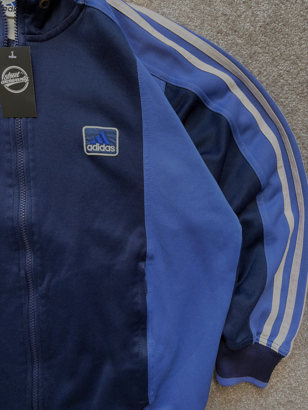 Adidas Track Jacket Vintage con Capucha Azul Size S