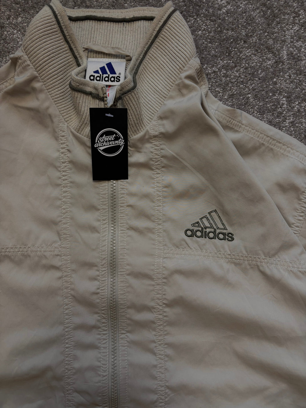 Adidas Track Jacket Vintage Beige Clean Size L
