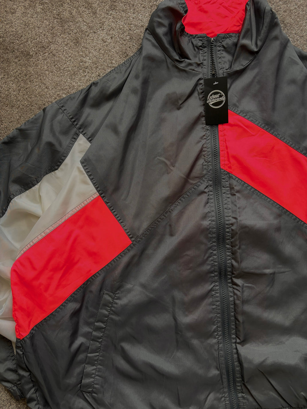 Puma Vintage Windbreaker Black Red Panel Size XL