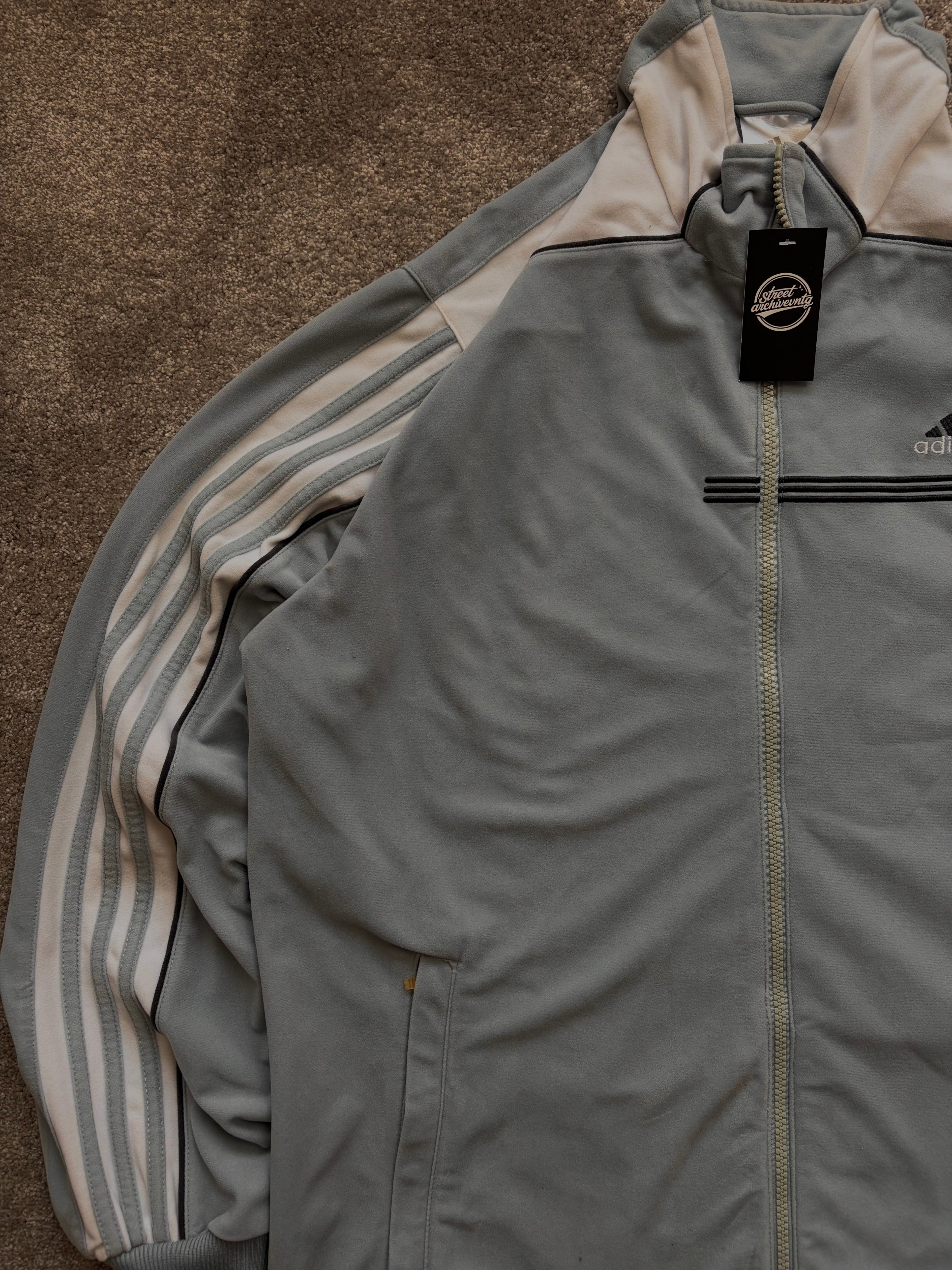Adidas Vintage Grey-Blue Track Jacket Size L - Stratus