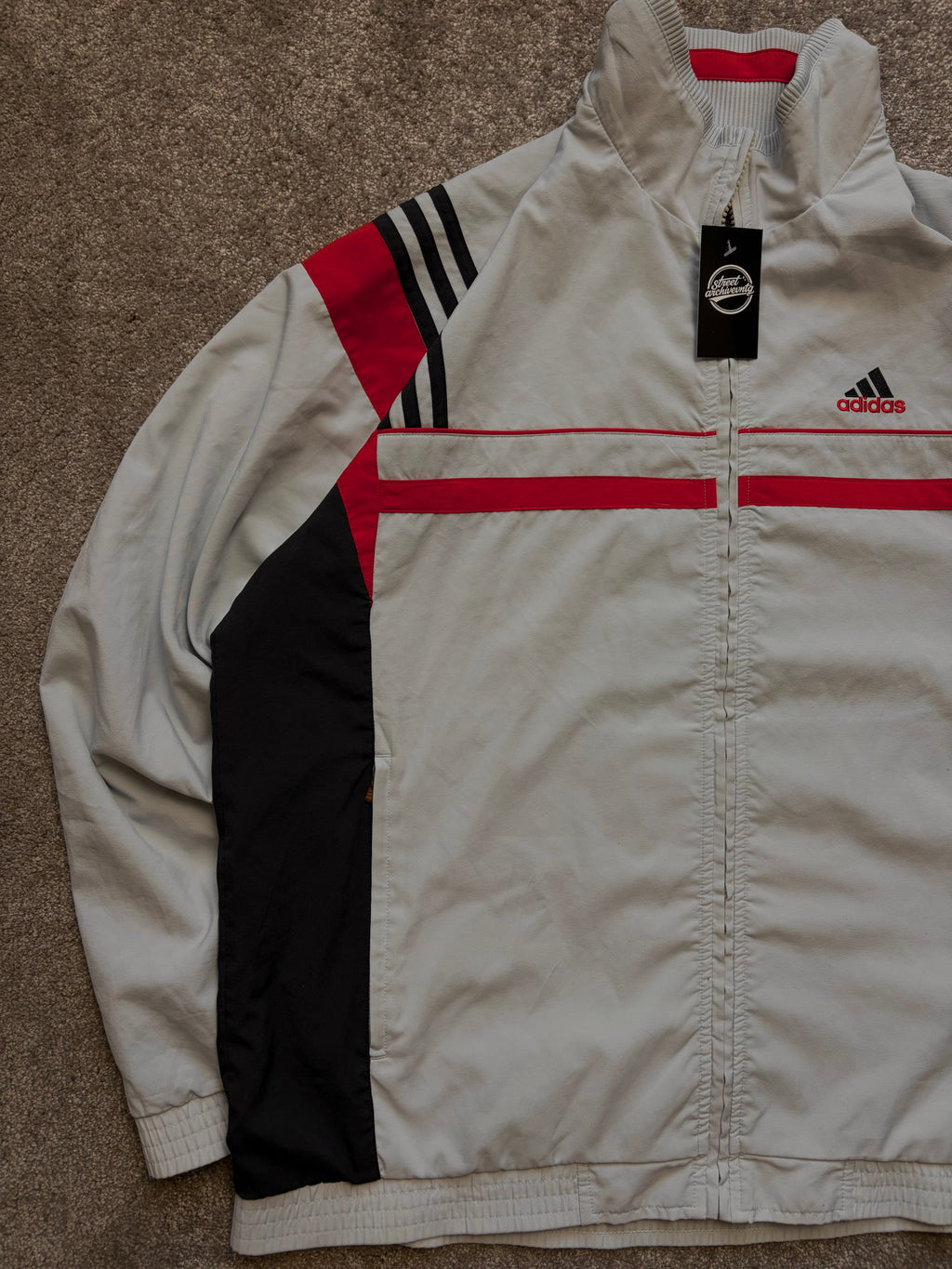 Adidas Track Jacket Vintage Beige/Red Size M