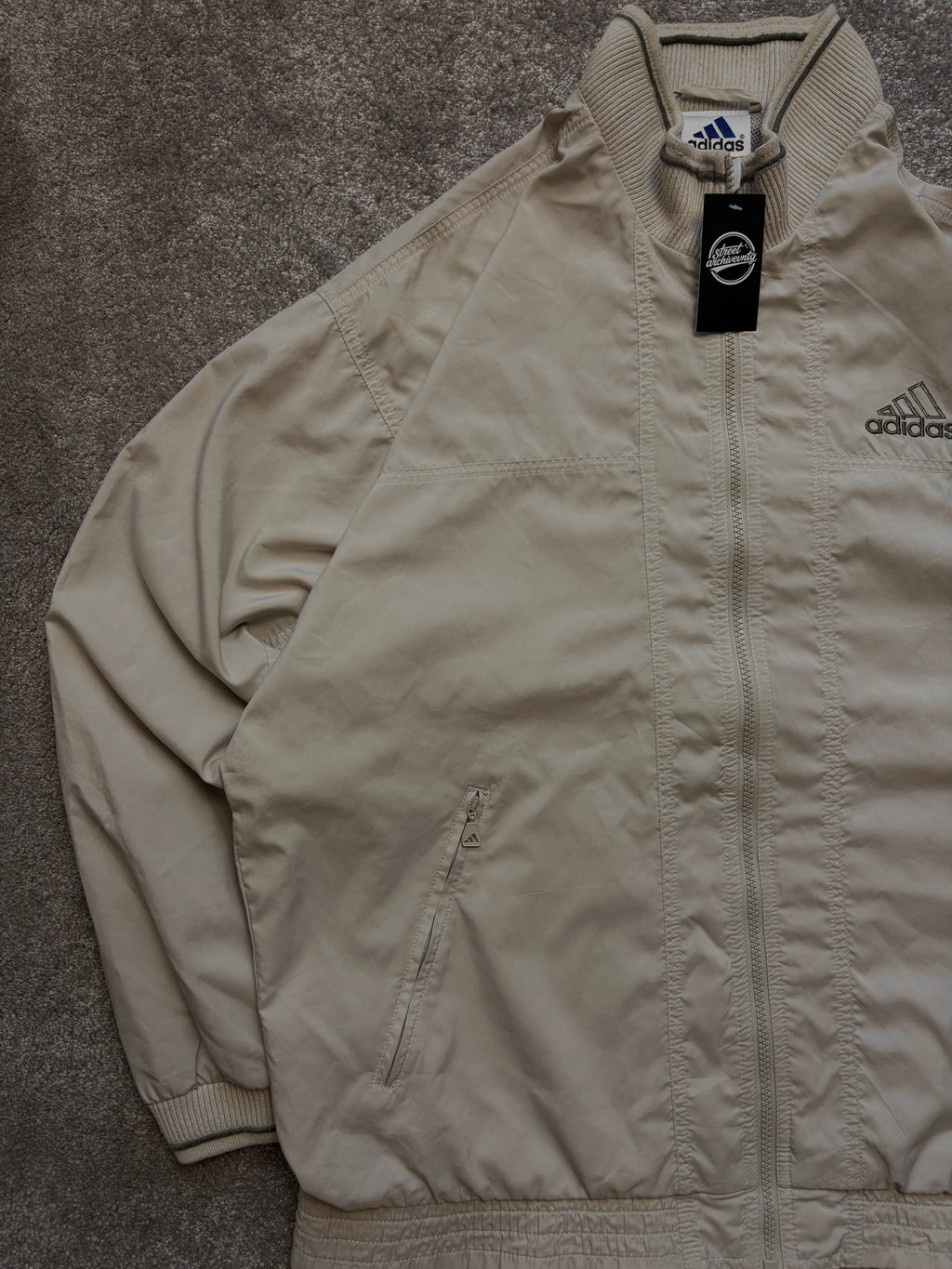 Adidas Track Jacket Vintage Beige Clean Size L