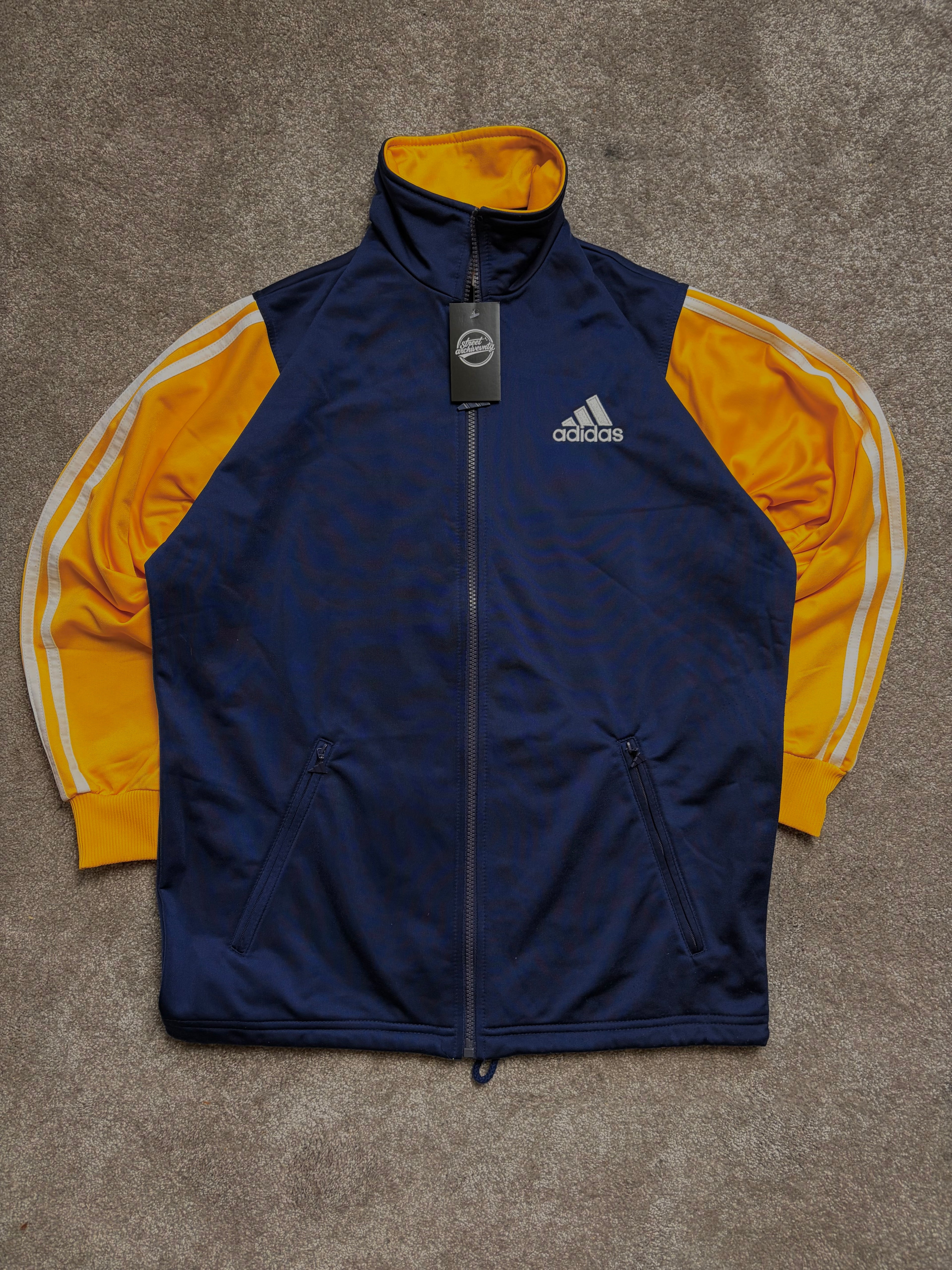 Vintage Adidas Navy Yellow Track Jacket Size M
