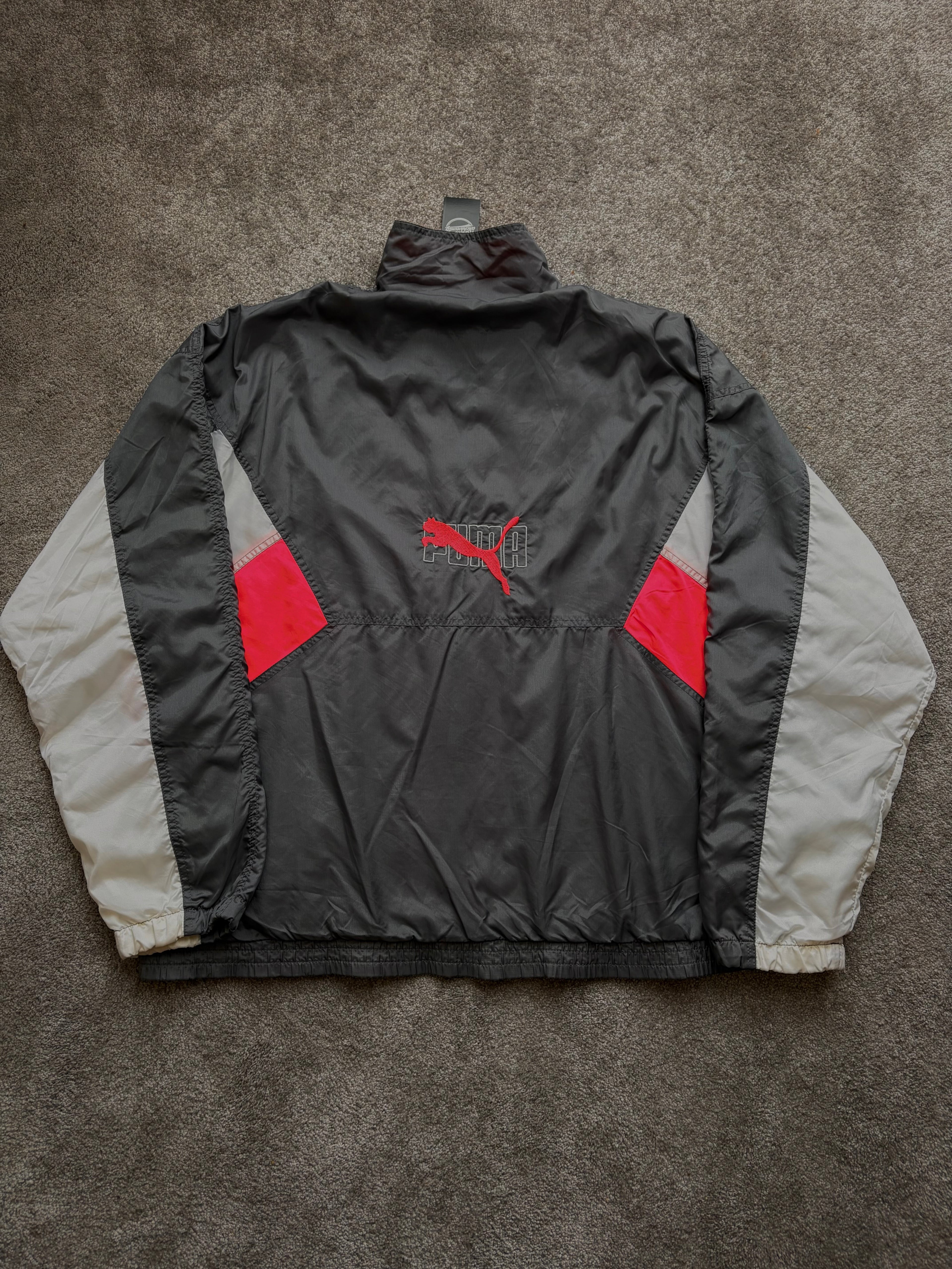 Puma Vintage Windbreaker Black Red Panel Size XL