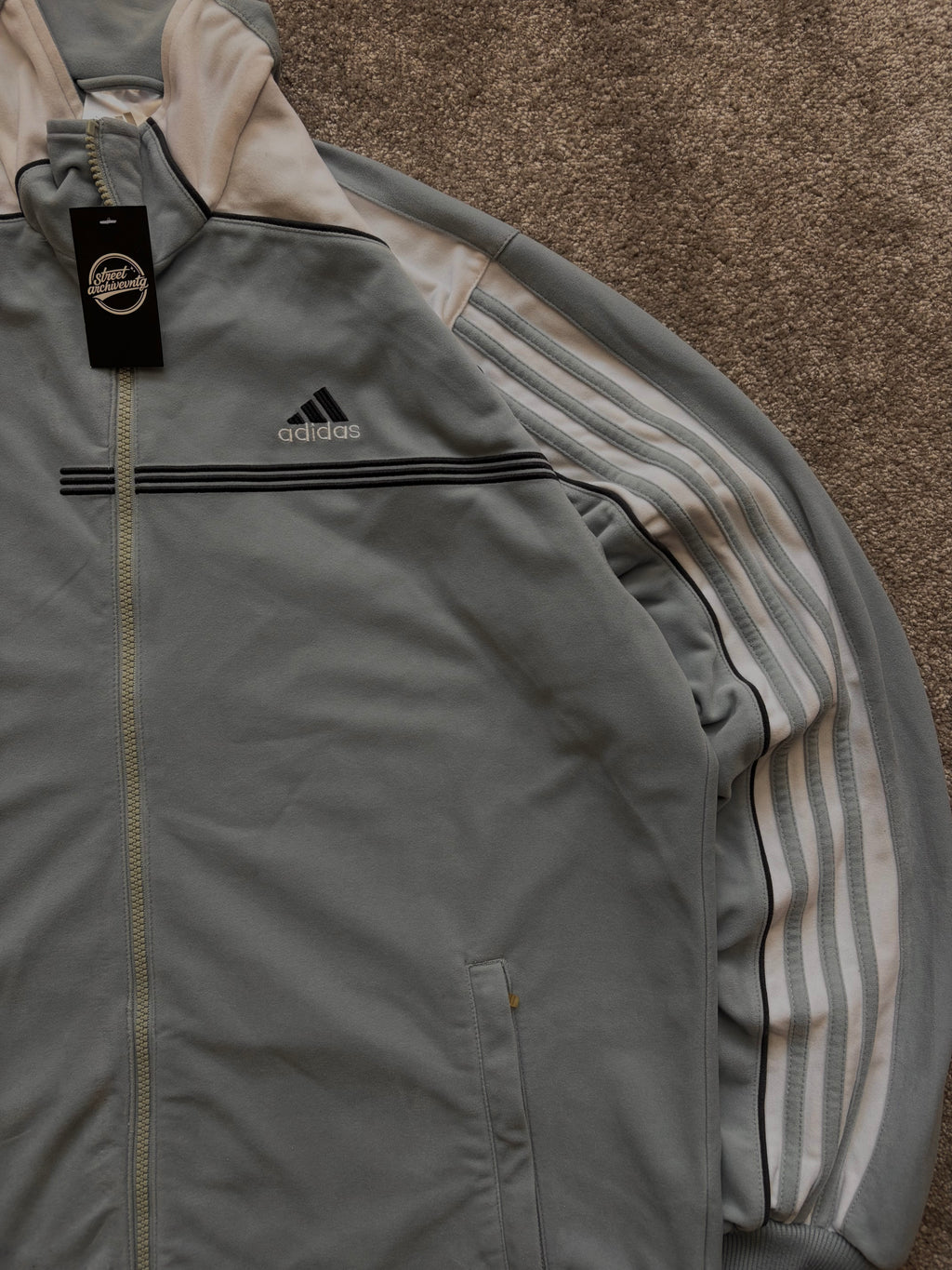 Adidas Vintage Grey-Blue Track Jacket Size L - Stratus