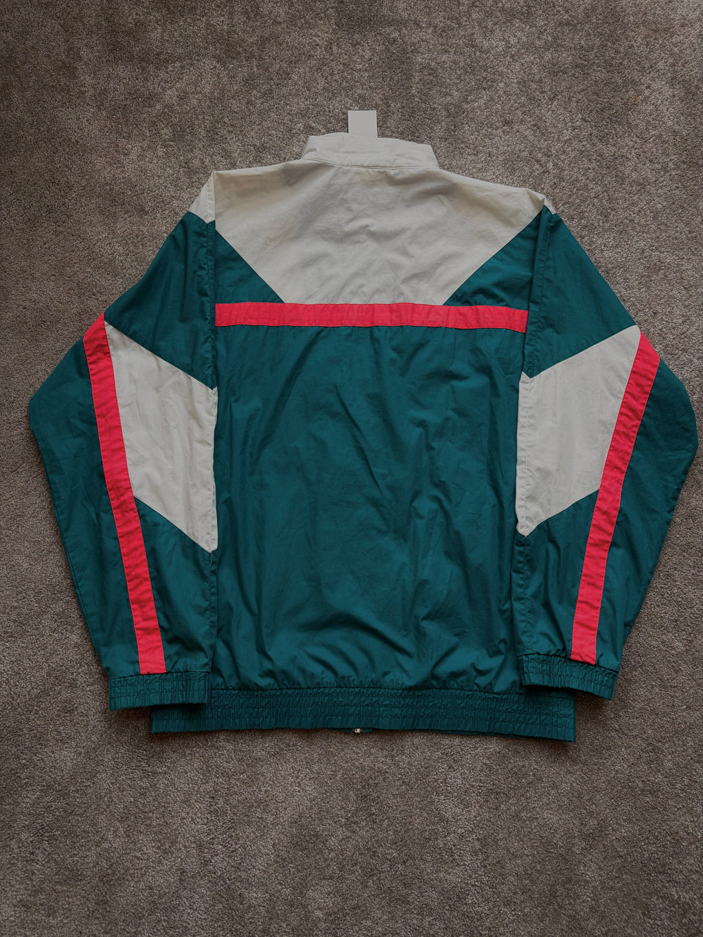 Adidas Vintage Windbreaker Green Cream Stripes Size M-L