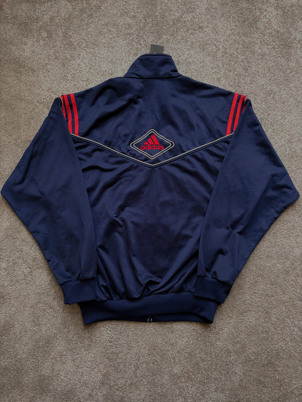 Adidas Vintage Track Jacket Navy Red Panels Size M