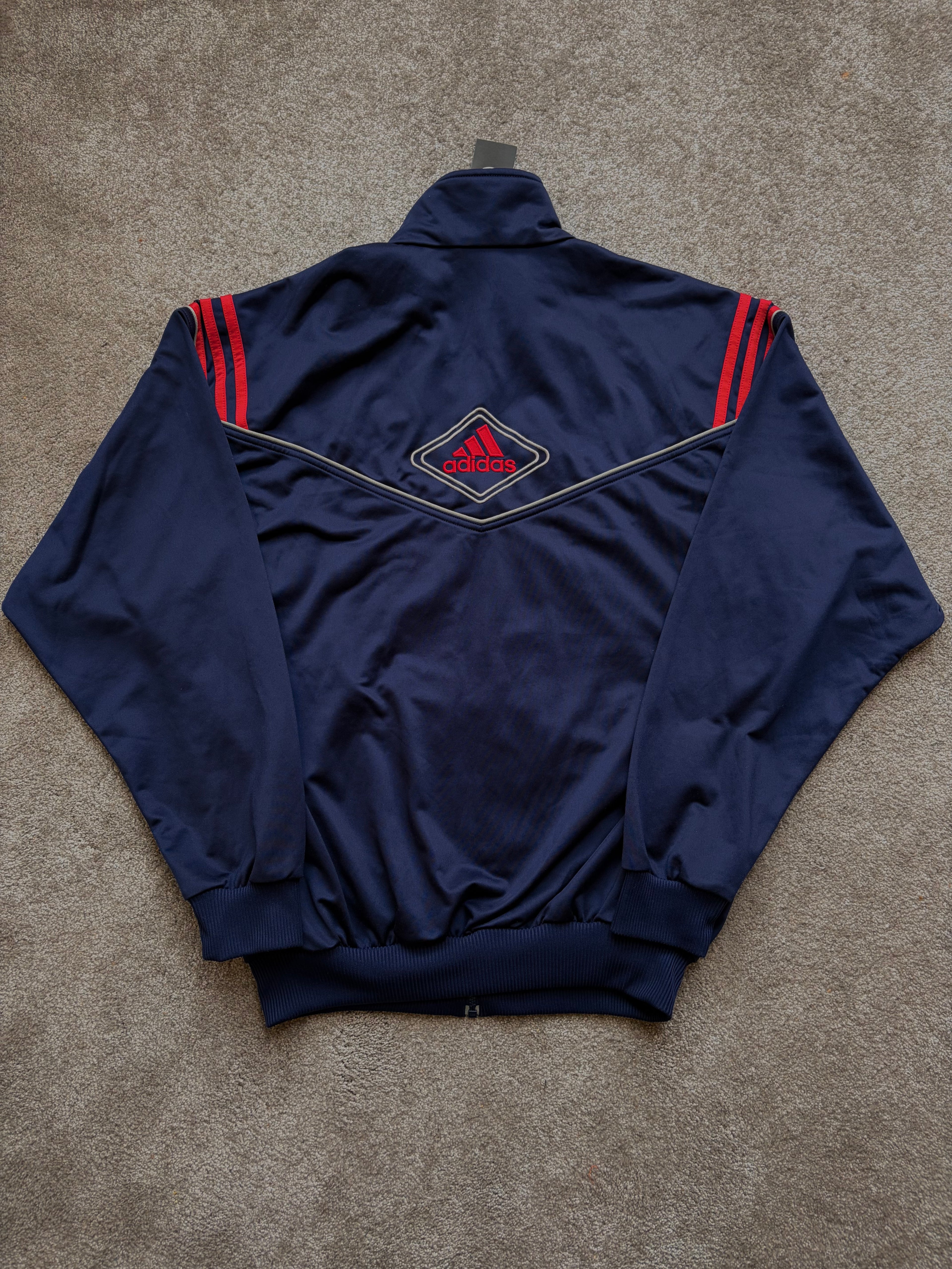 Adidas Vintage Track Jacket Navy Red Panels Size M