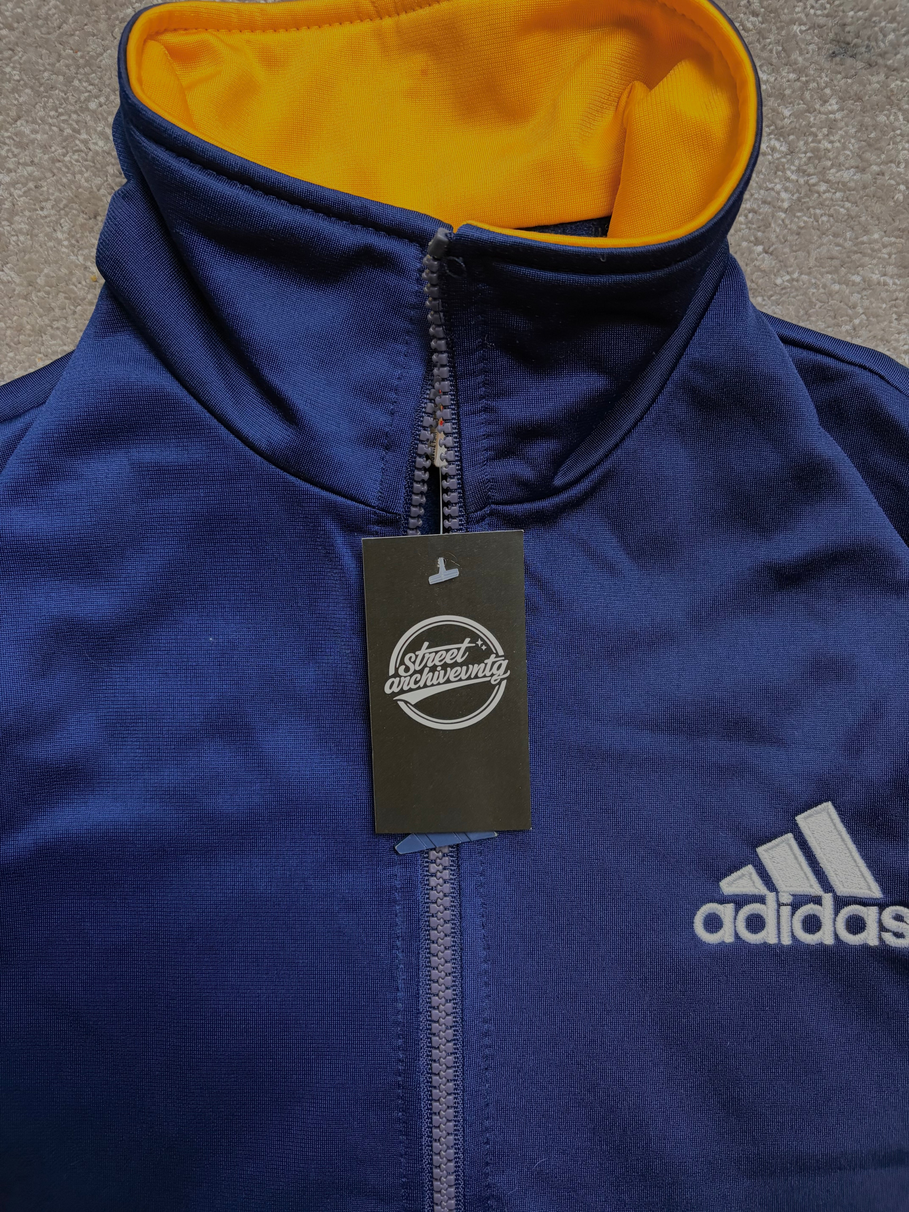 Vintage Adidas Navy Yellow Track Jacket Size M