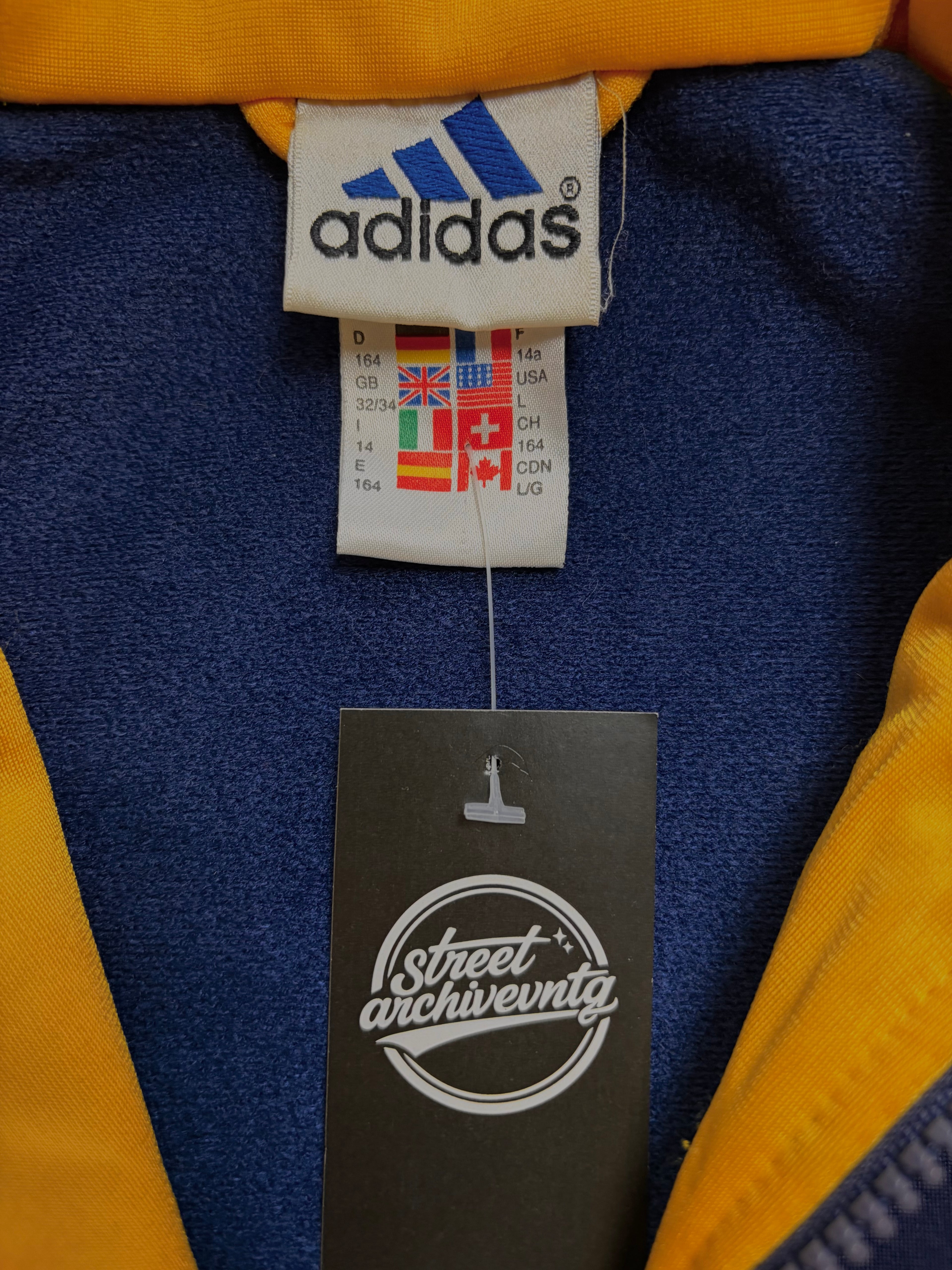 Vintage Adidas Navy Yellow Track Jacket Size M