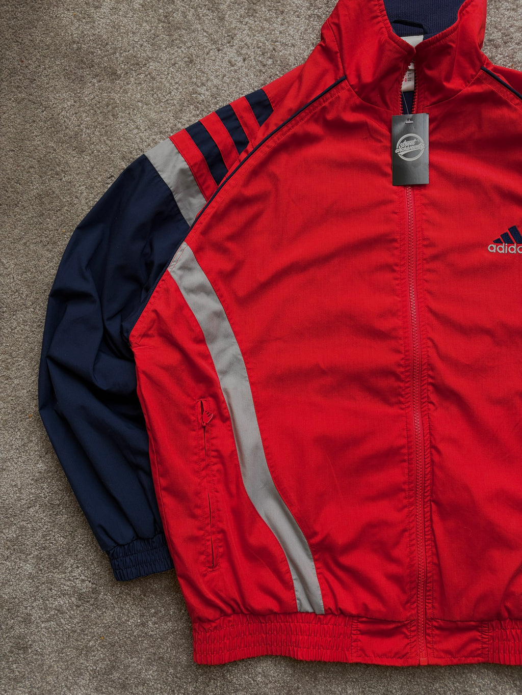 Adidas Vintage Track Jacket Red Navy Panels Size M-L
