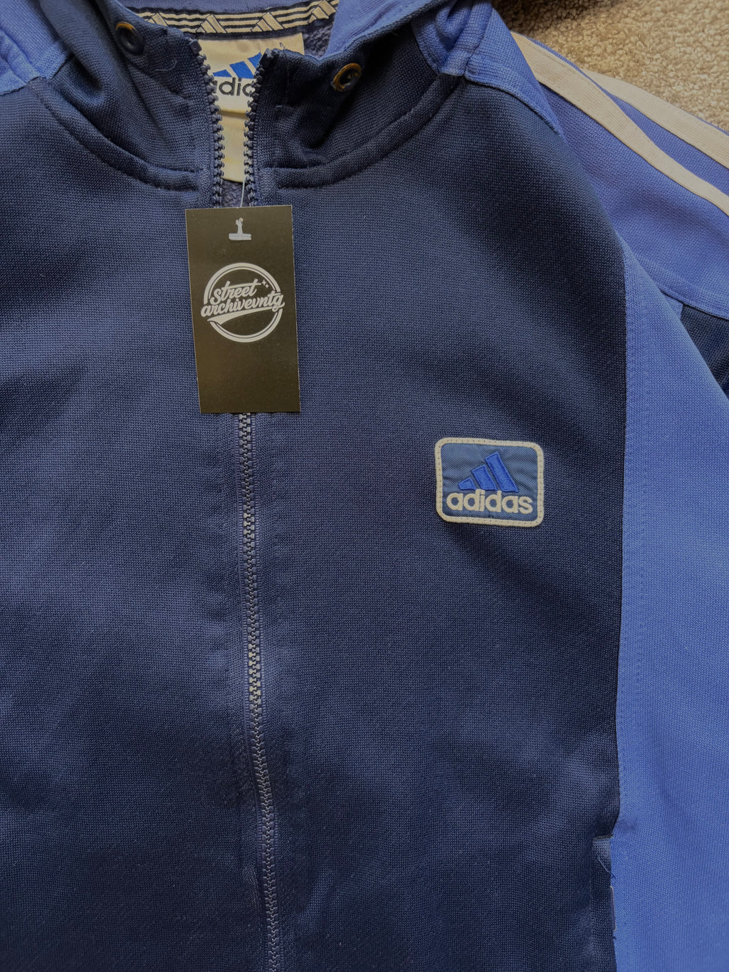 Adidas Track Jacket Vintage con Capucha Azul Size S