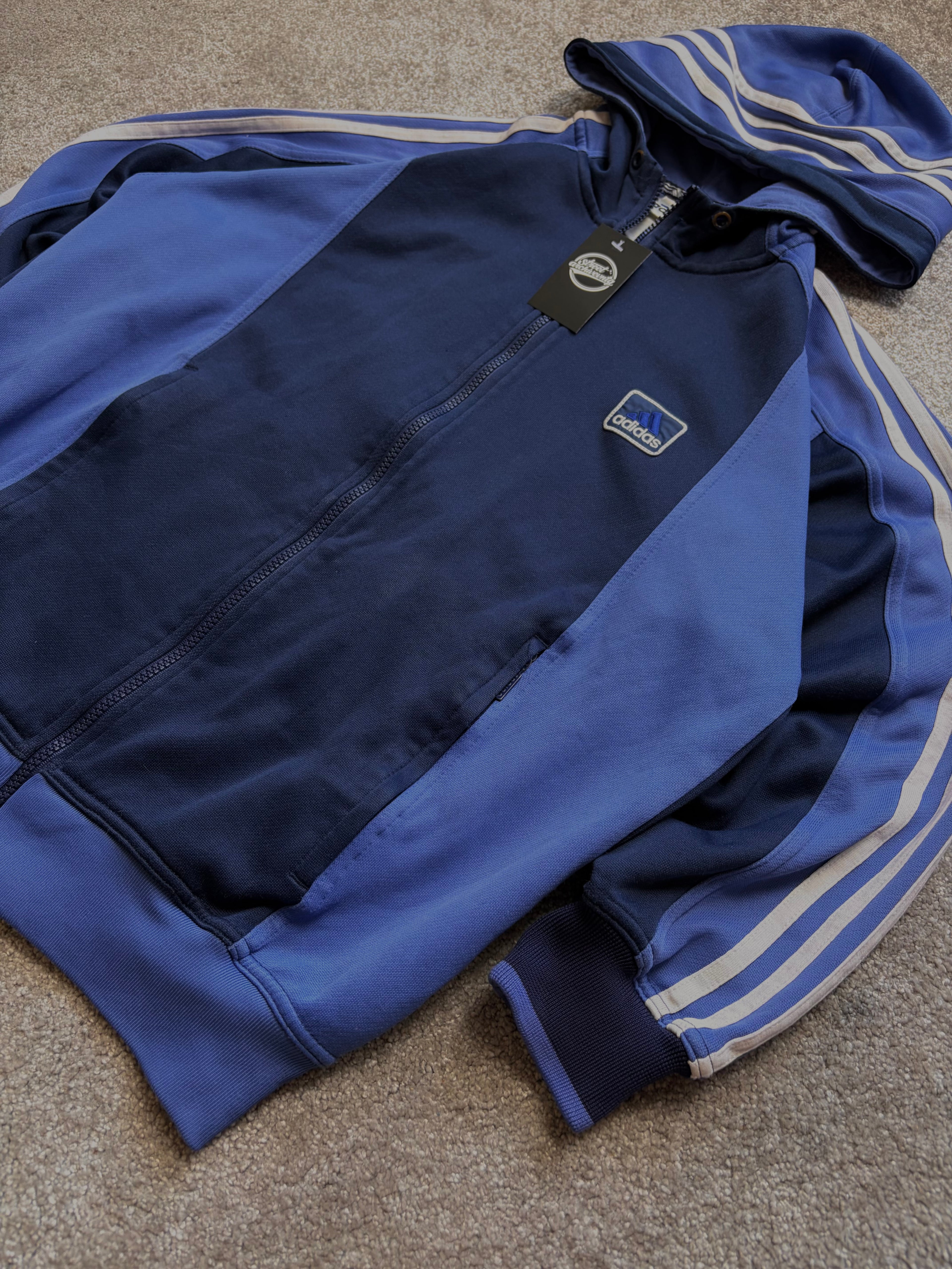 Adidas Track Jacket Vintage con Capucha Azul Size S