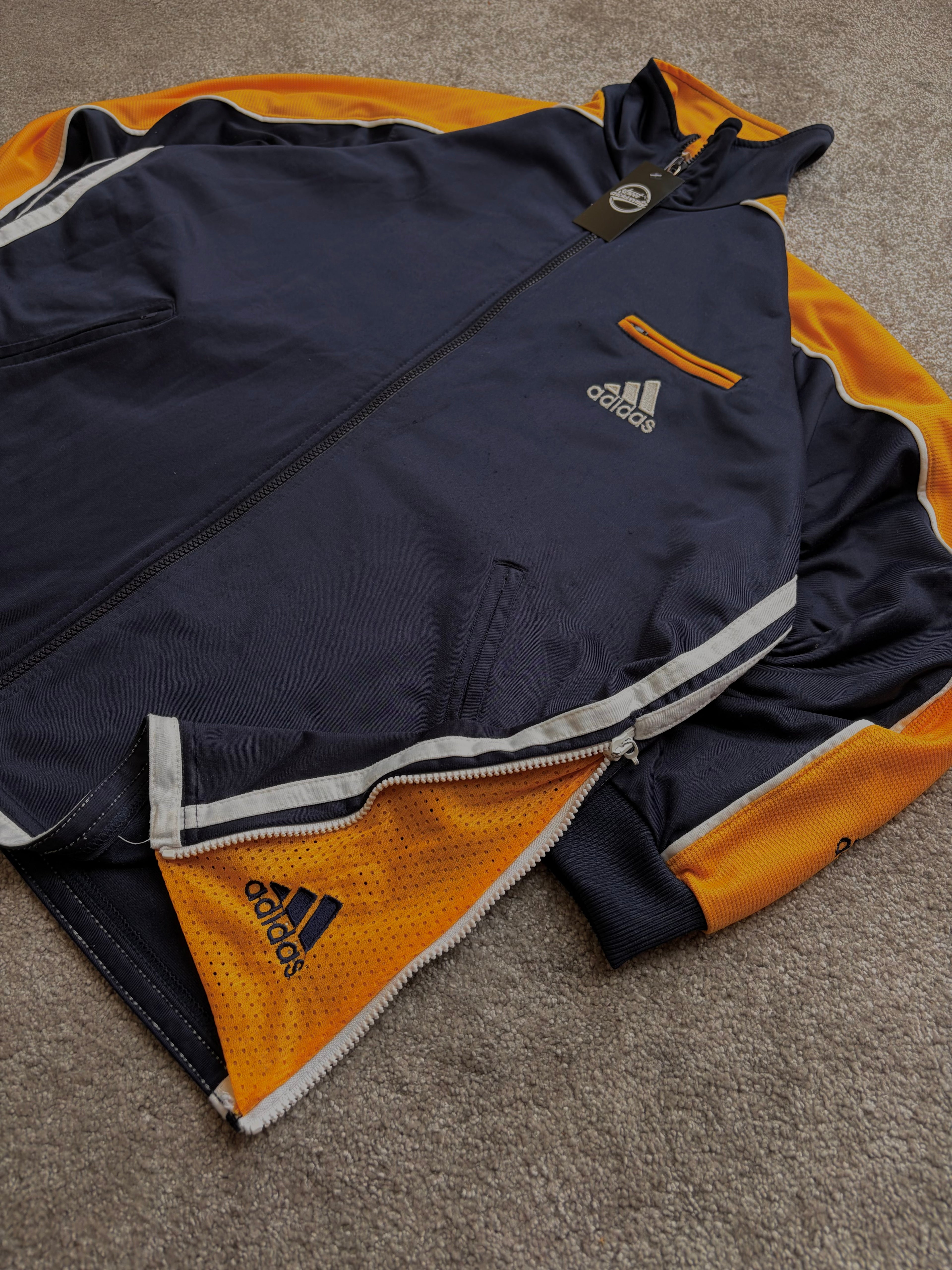 Adidas Vintage Track Jacket Navy Yellow Panel Size M-L