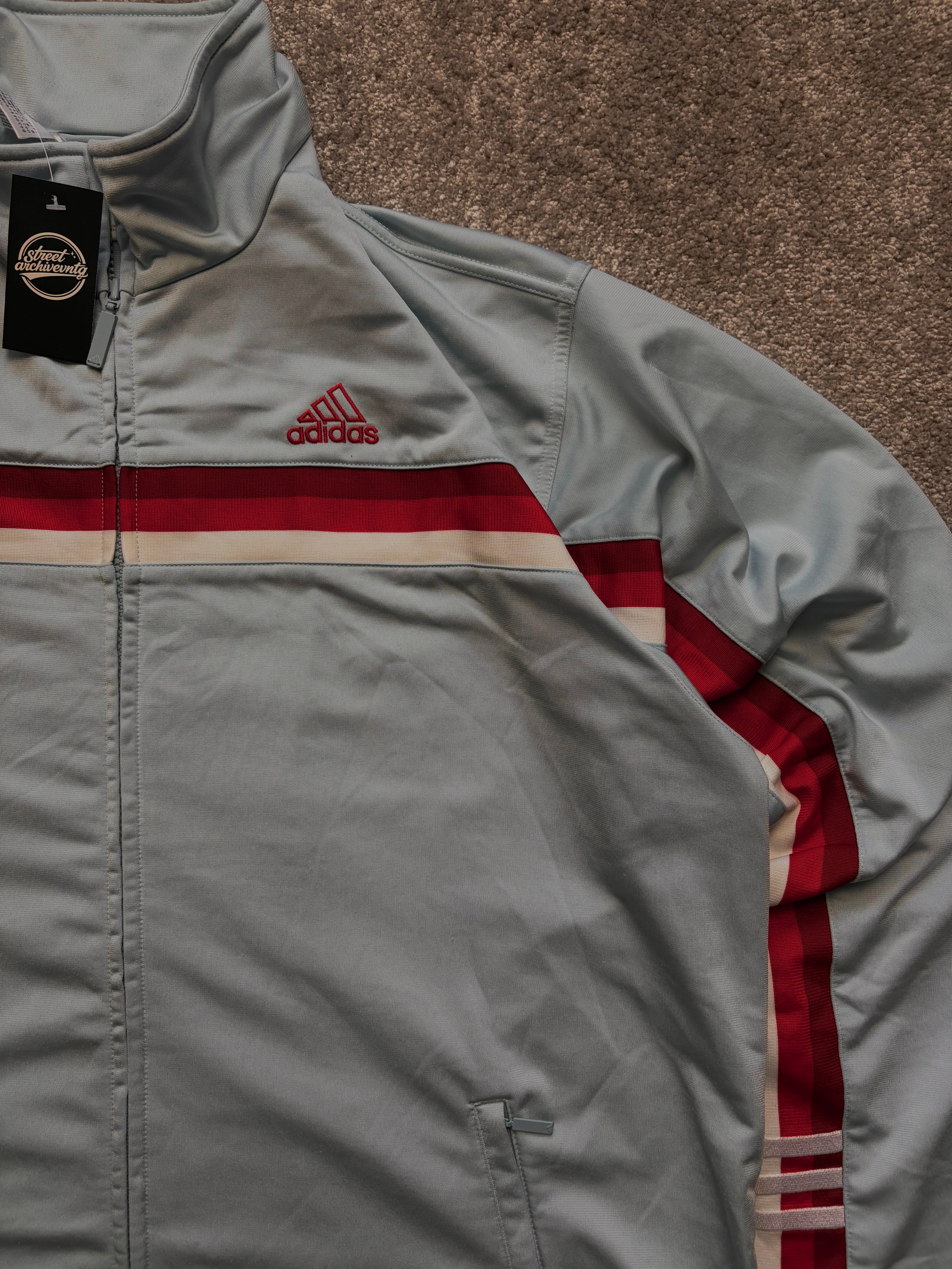 Adidas Track Jacket Vintage Grey/Red Size L