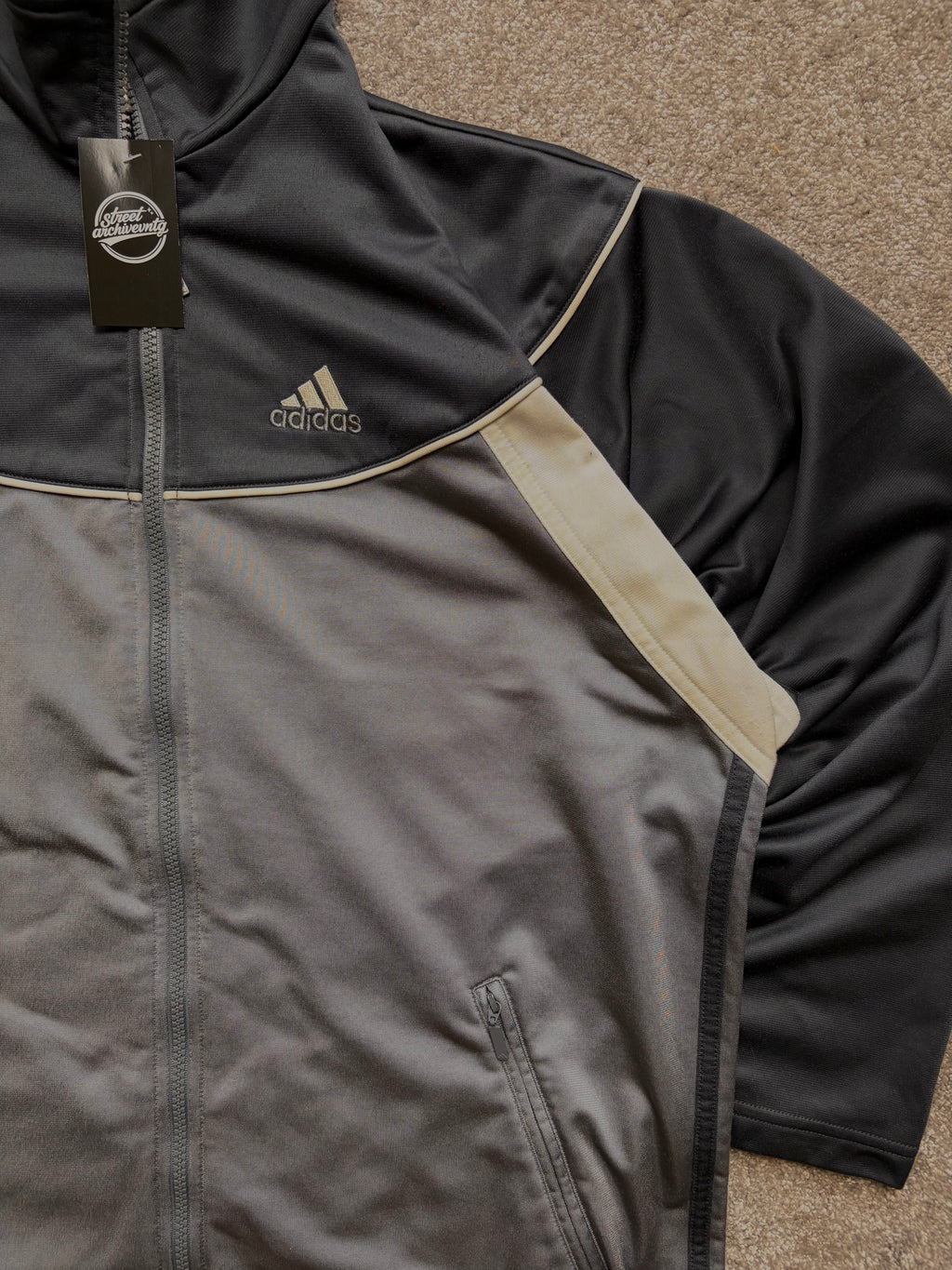 Vintage Adidas Black Grey Track Jacket Size L