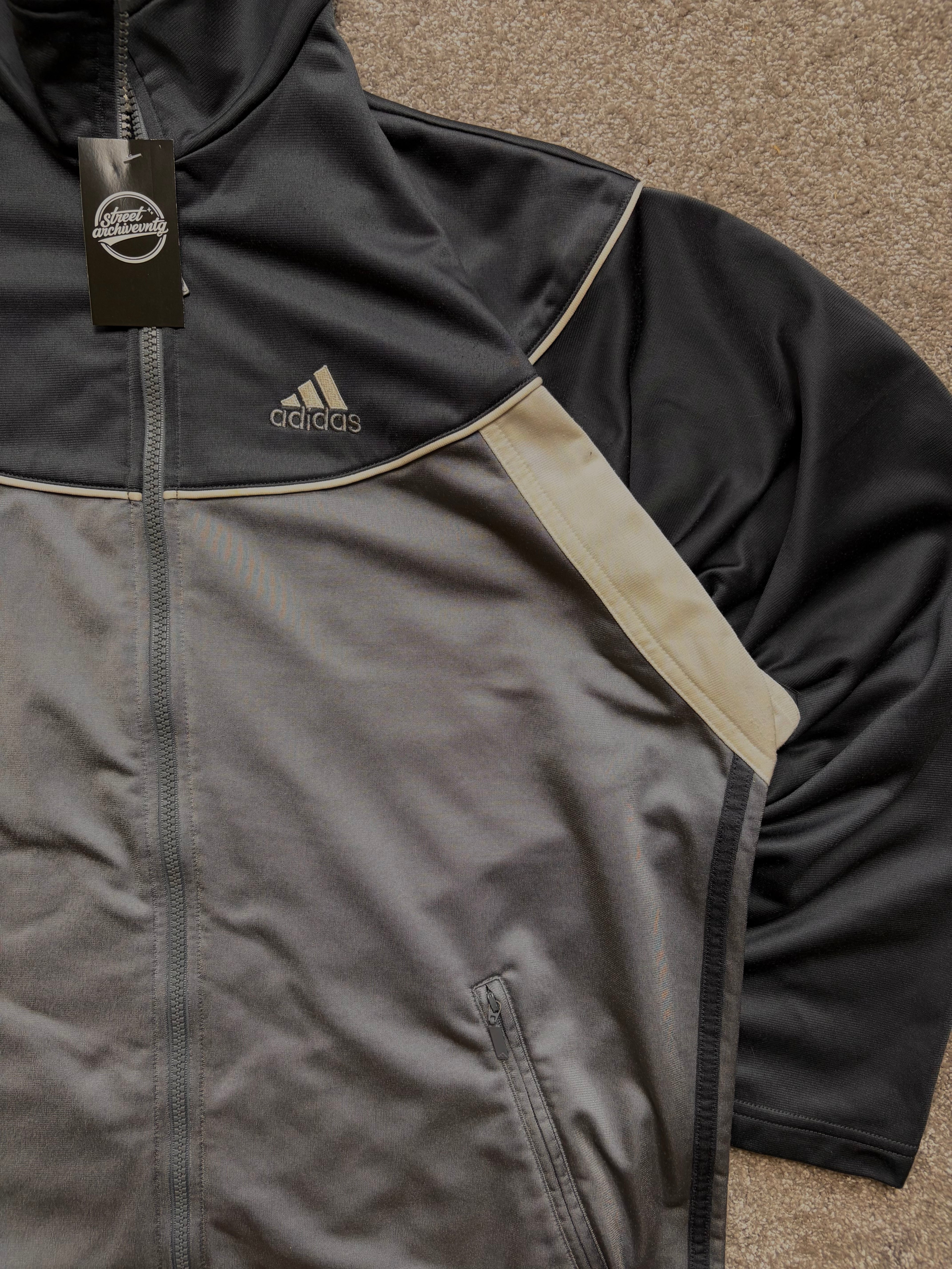Vintage Adidas Black Grey Track Jacket Size L