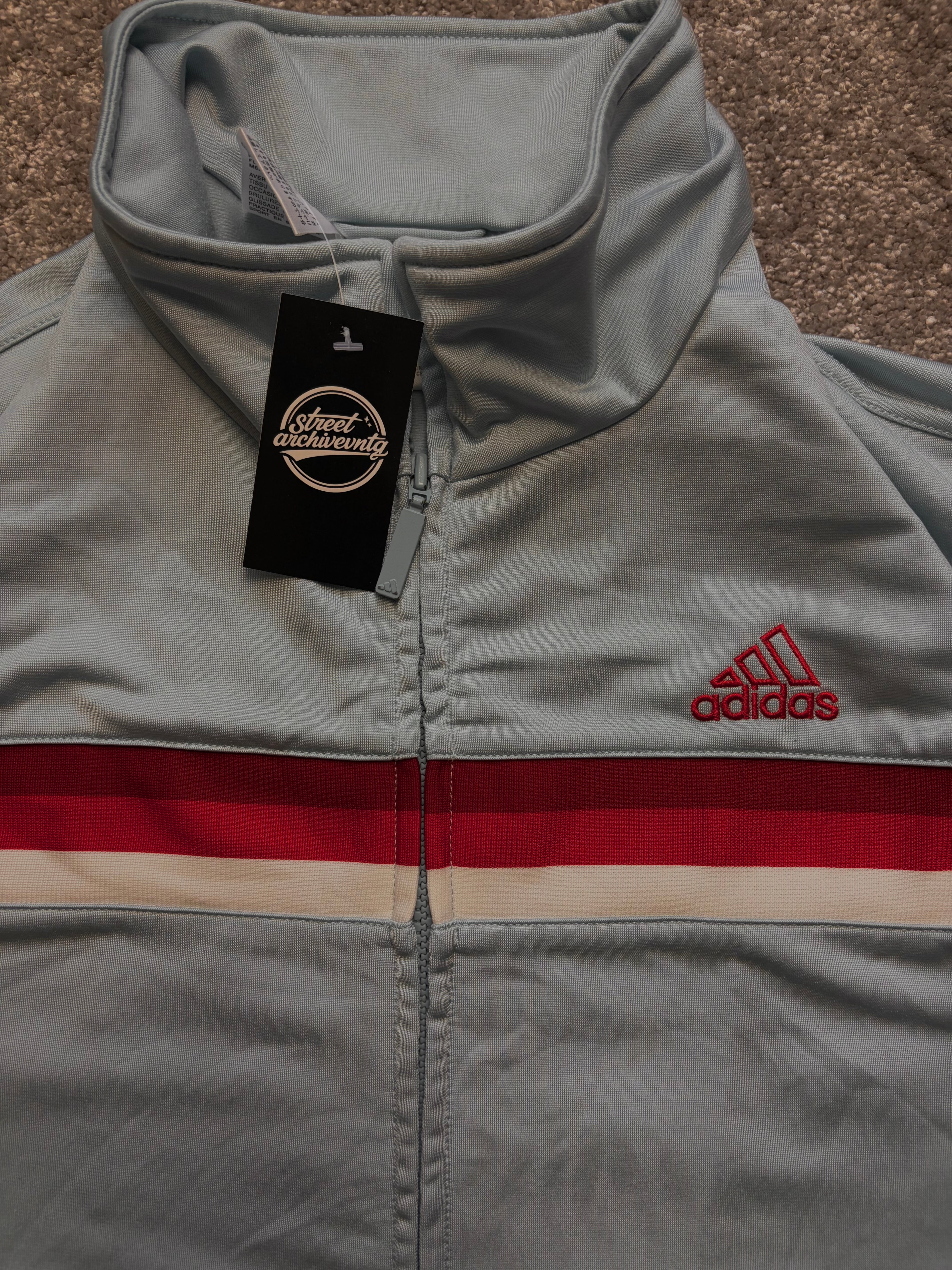 Adidas Track Jacket Vintage Grey/Red Size L