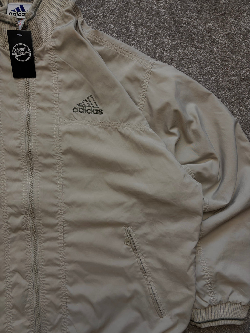 Adidas Track Jacket Vintage Beige Clean Size L
