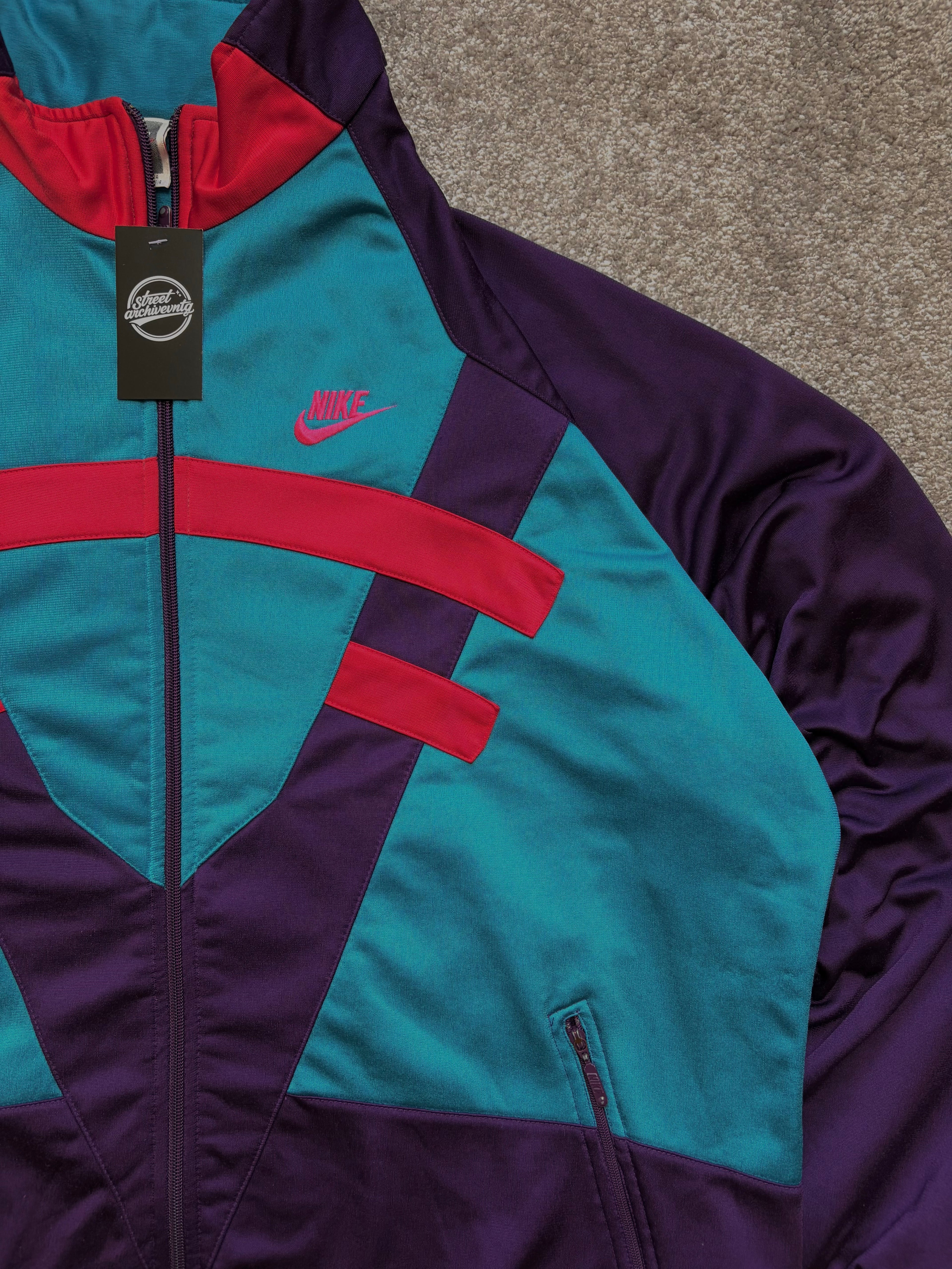 Nike Track Jacket Vintage Colorblock 90s Size L