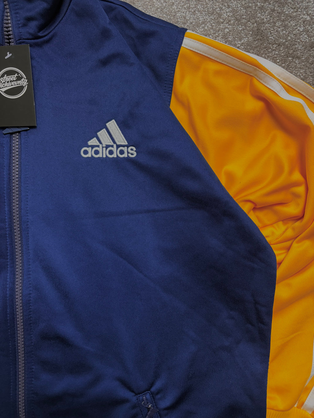 Vintage Adidas Navy Yellow Track Jacket Size M