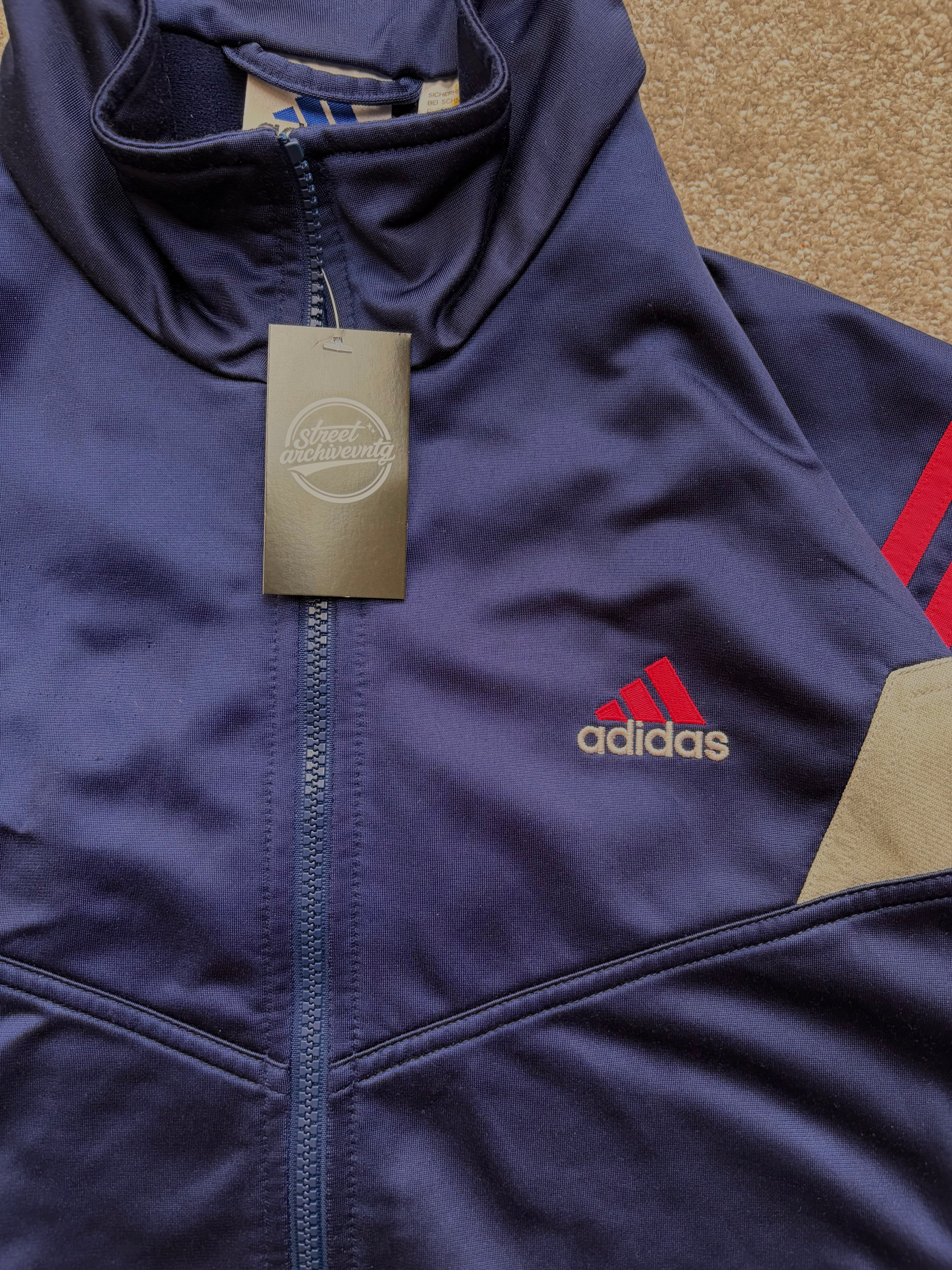 Adidas Vintage Track Jacket Navy Red Panels Size M