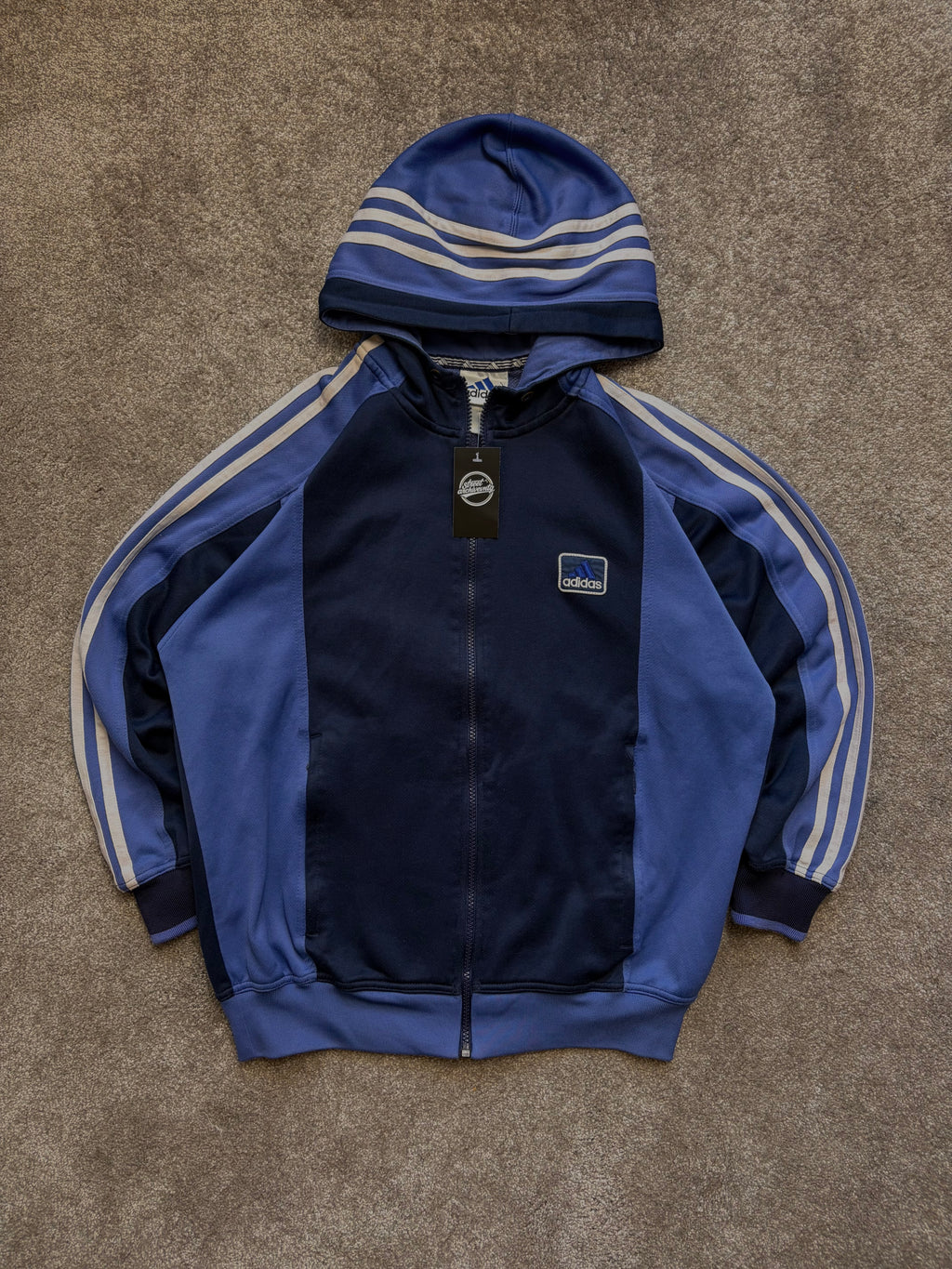 Adidas Track Jacket Vintage con Capucha Azul Size S