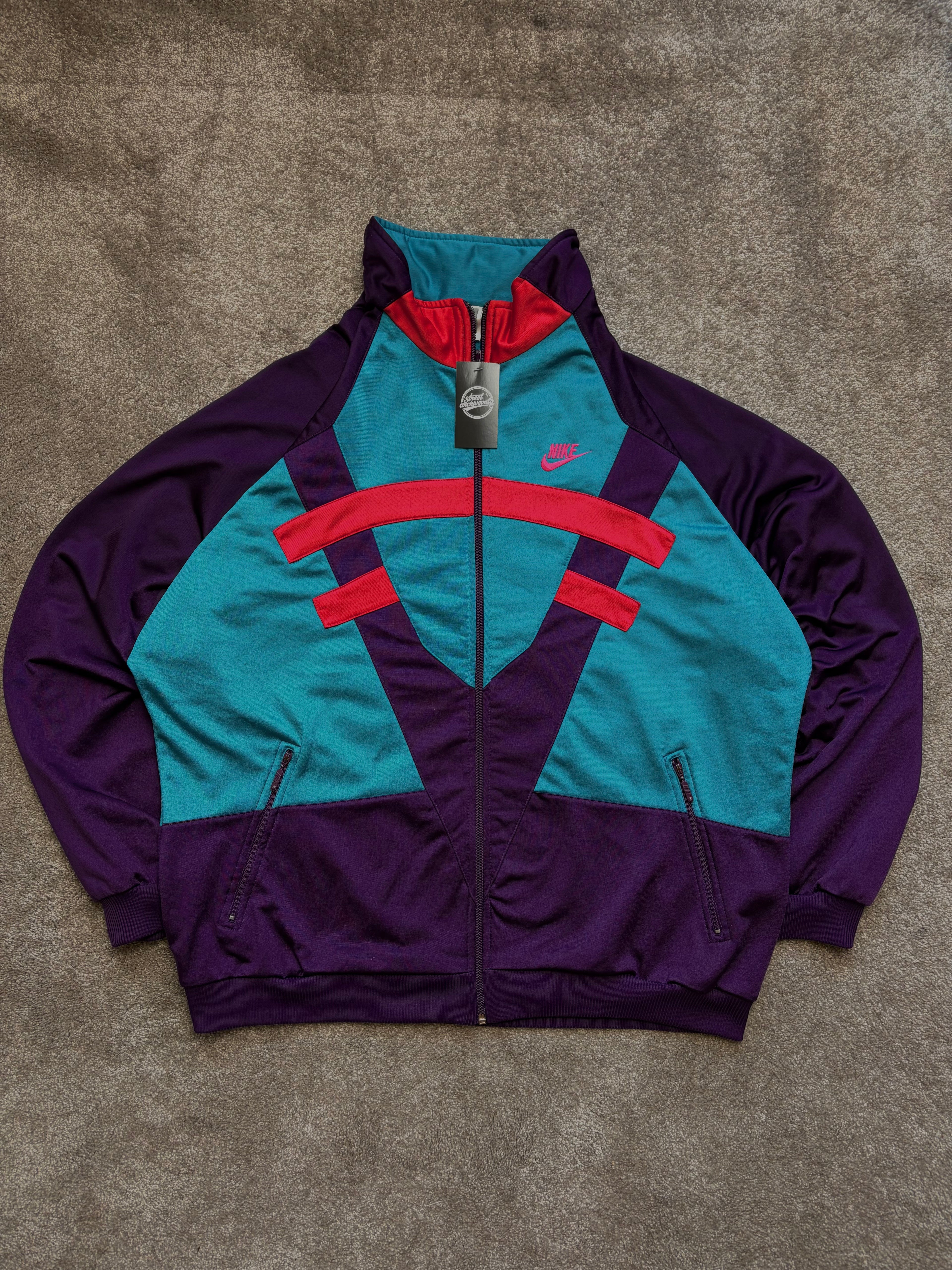 Nike Track Jacket Vintage Colorblock 90s Size L