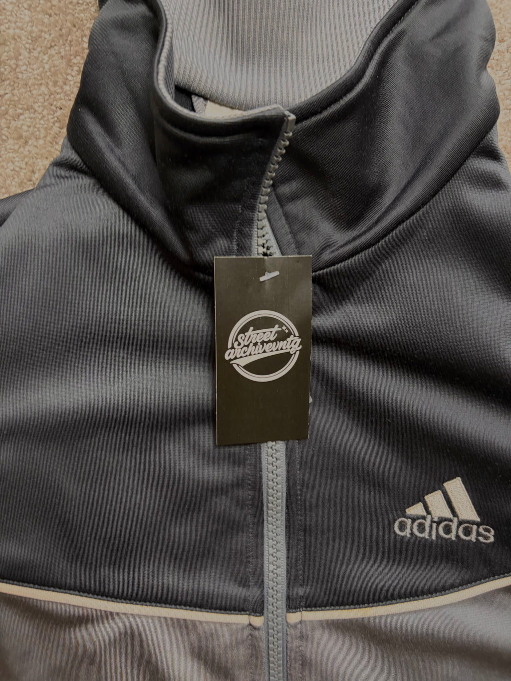 Vintage Adidas Black Grey Track Jacket Size L