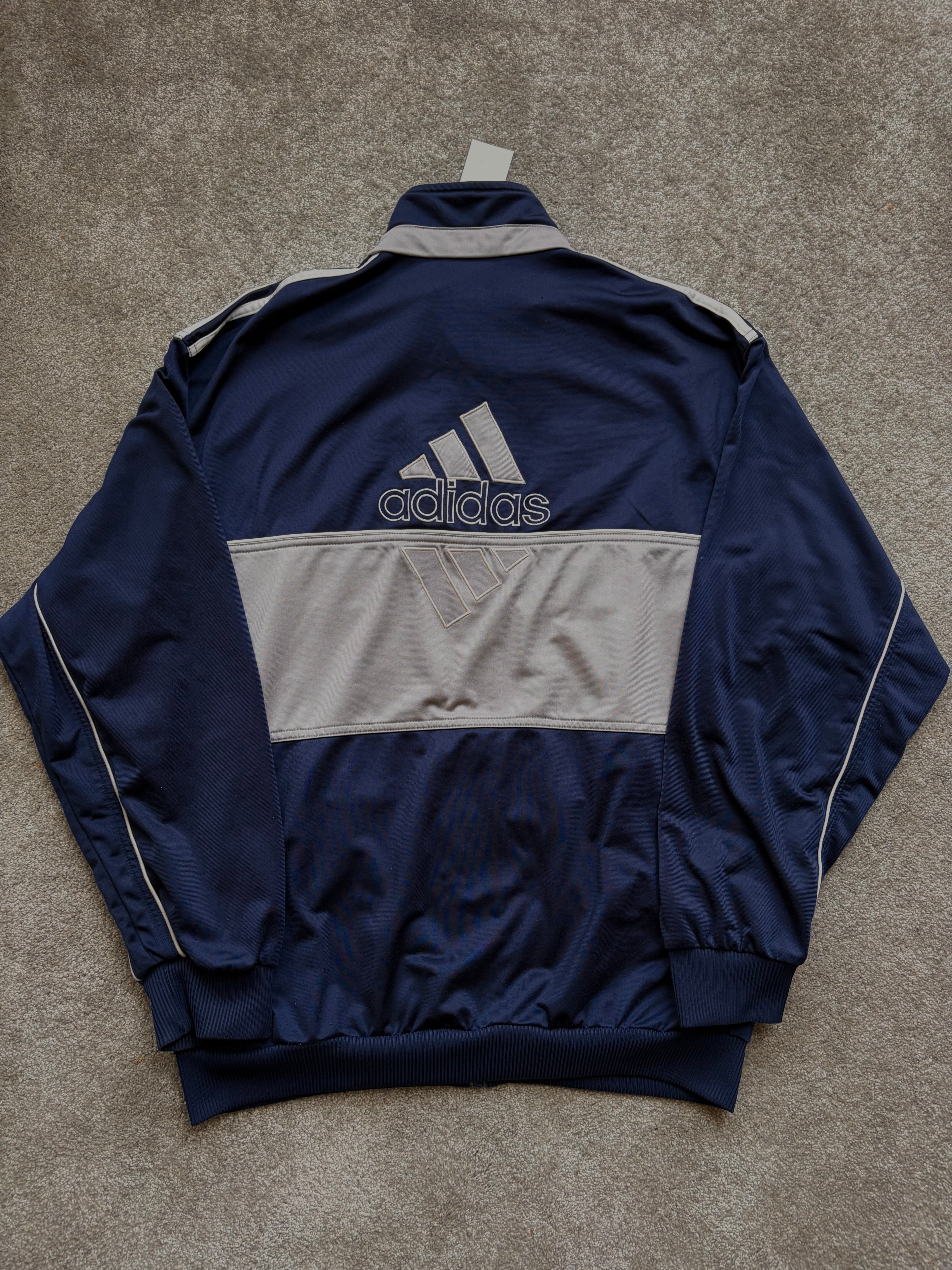 Adidas Vintage Track Jacket Navy Grey Minimal Size M-L