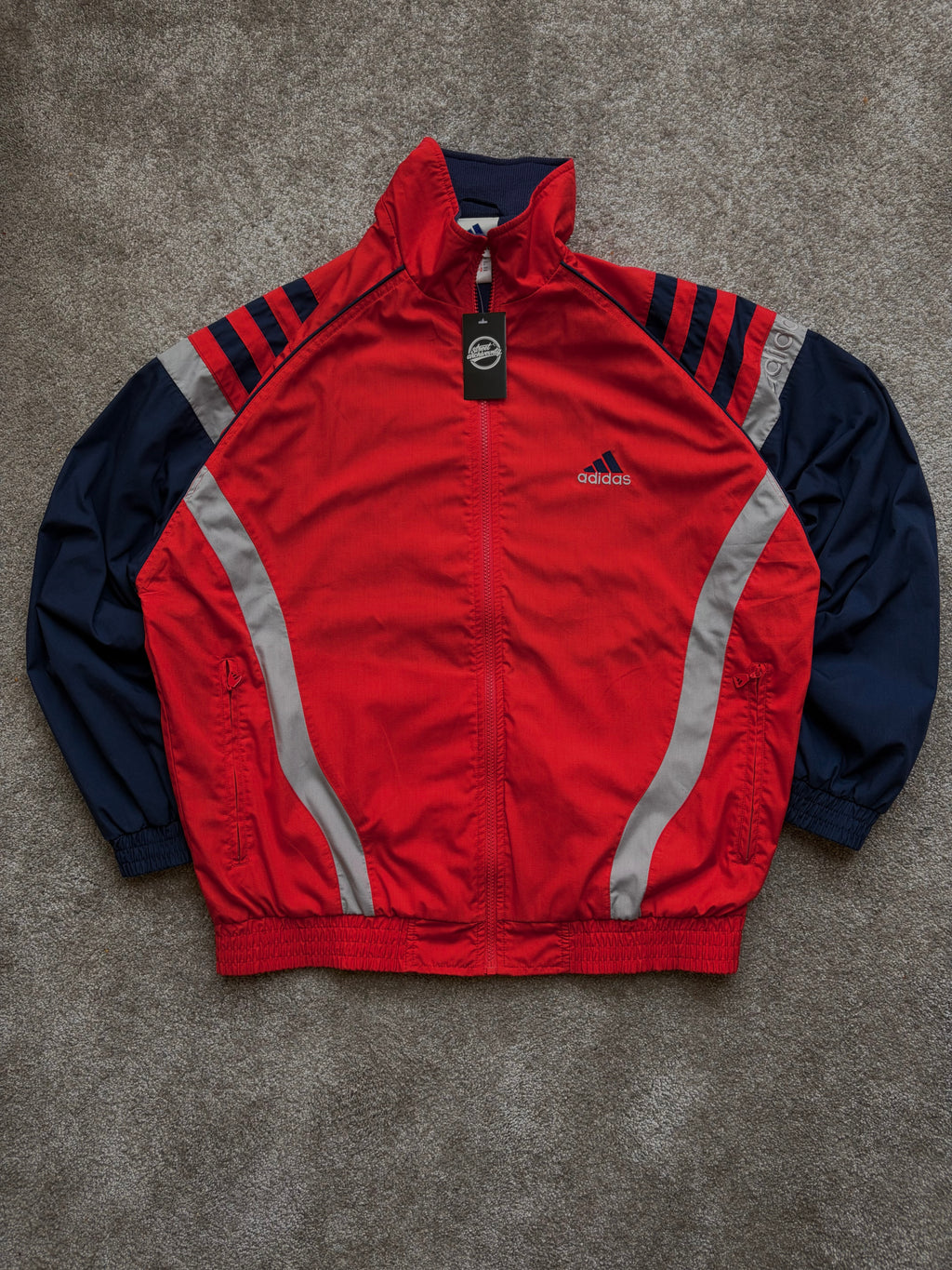 Adidas Vintage Track Jacket Red Navy Panels Size M-L