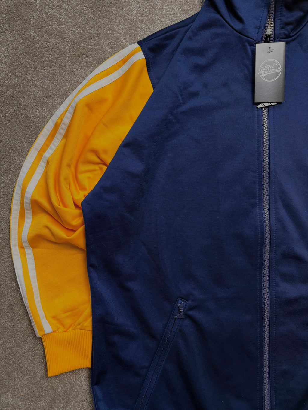 Vintage Adidas Navy Yellow Track Jacket Size M