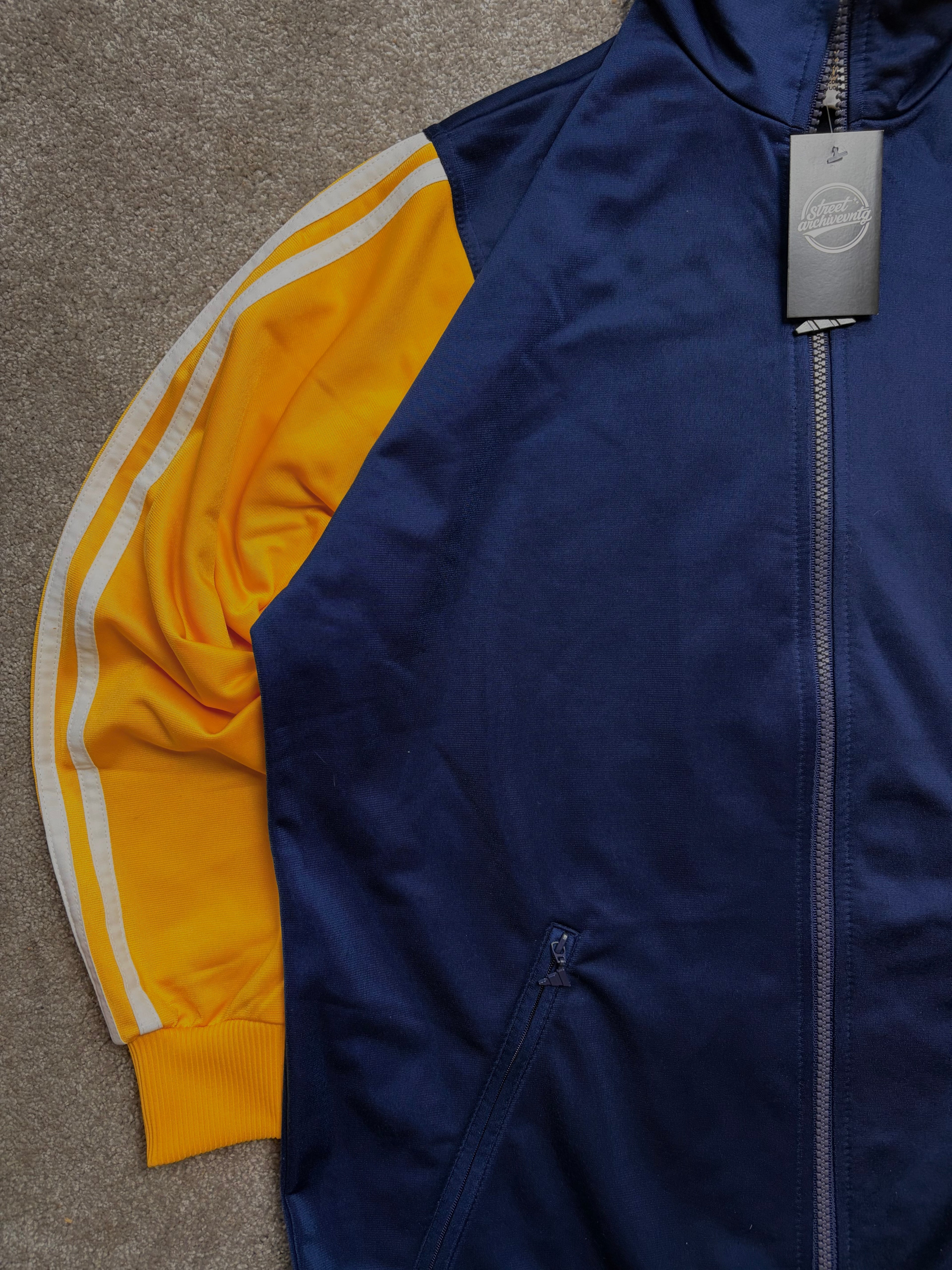 Vintage Adidas Navy Yellow Track Jacket Size M