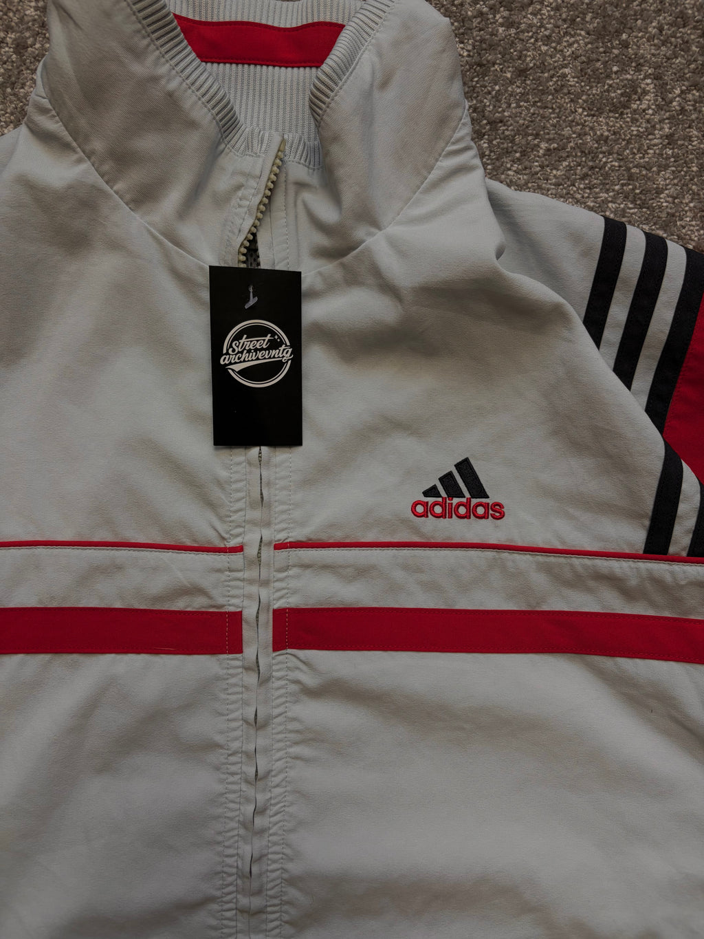 Adidas Track Jacket Vintage Beige/Red Size M