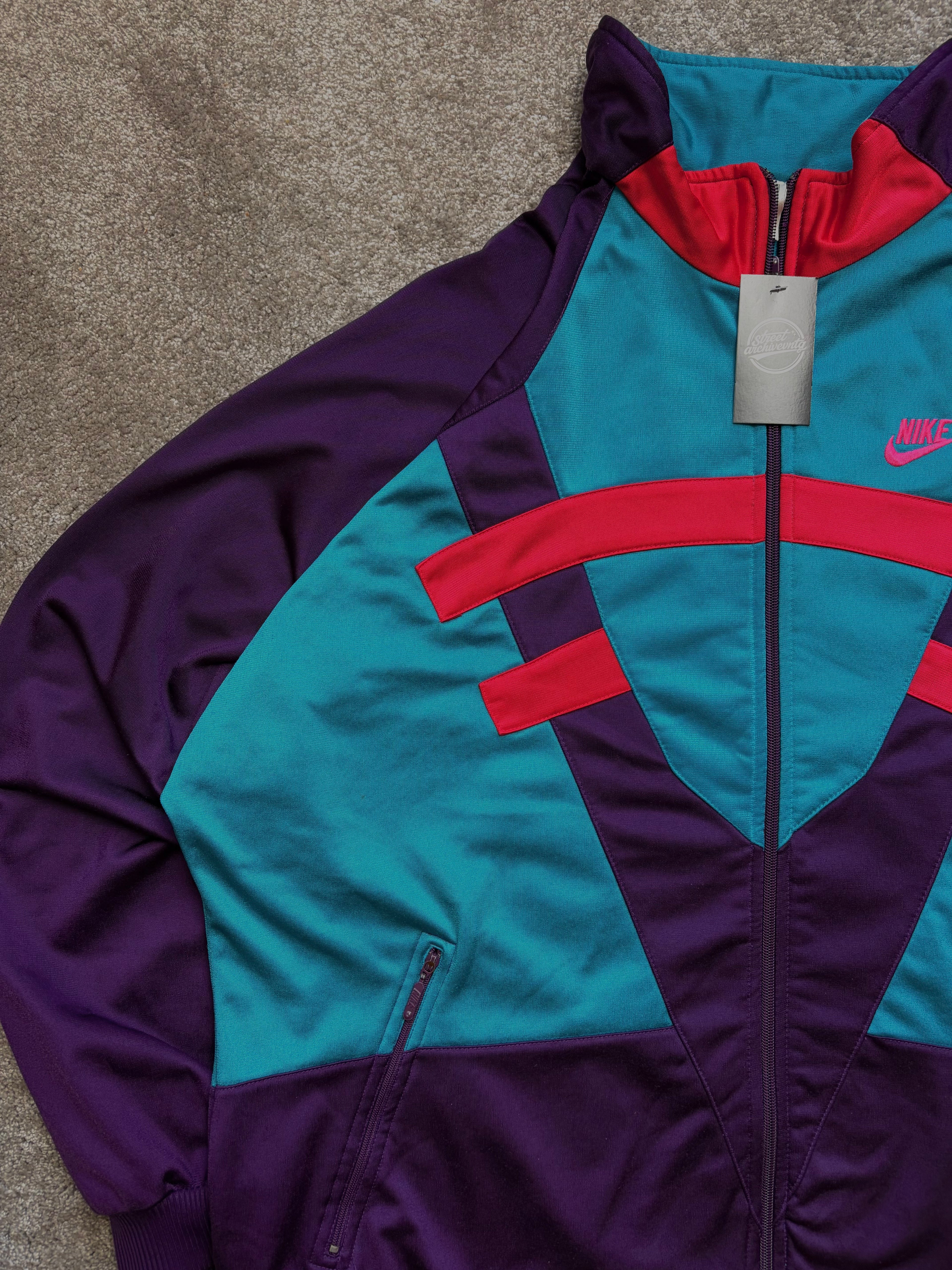 Nike Track Jacket Vintage Colorblock 90s Size L